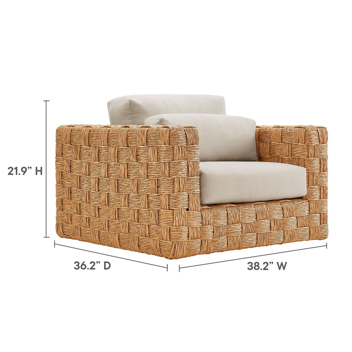 Thames 4-Piece Outdoor Patio Wicker Outdoor Patio Rattan Furniture Set by Modway EEI-7135-NAT-LGR
