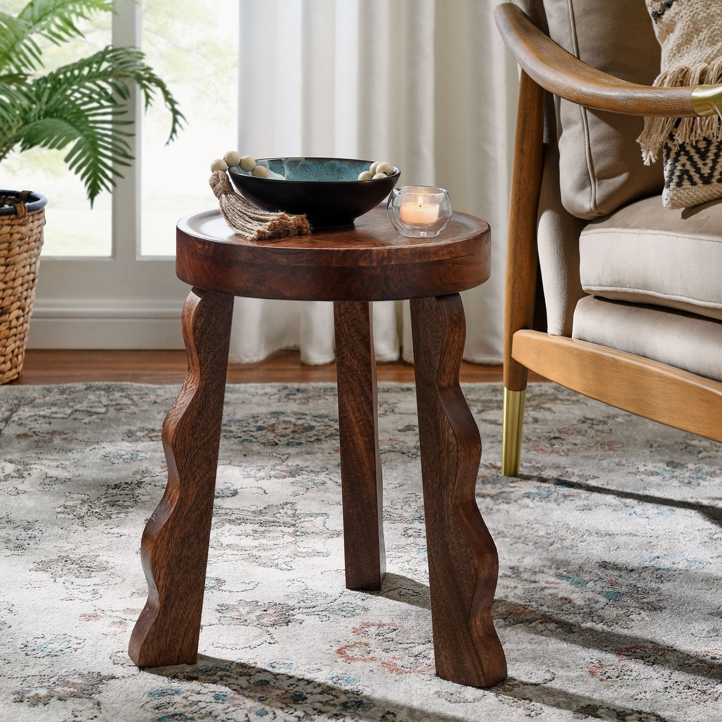 Sorrel Carved Wood Stool by Modway EEI-7140-WAL