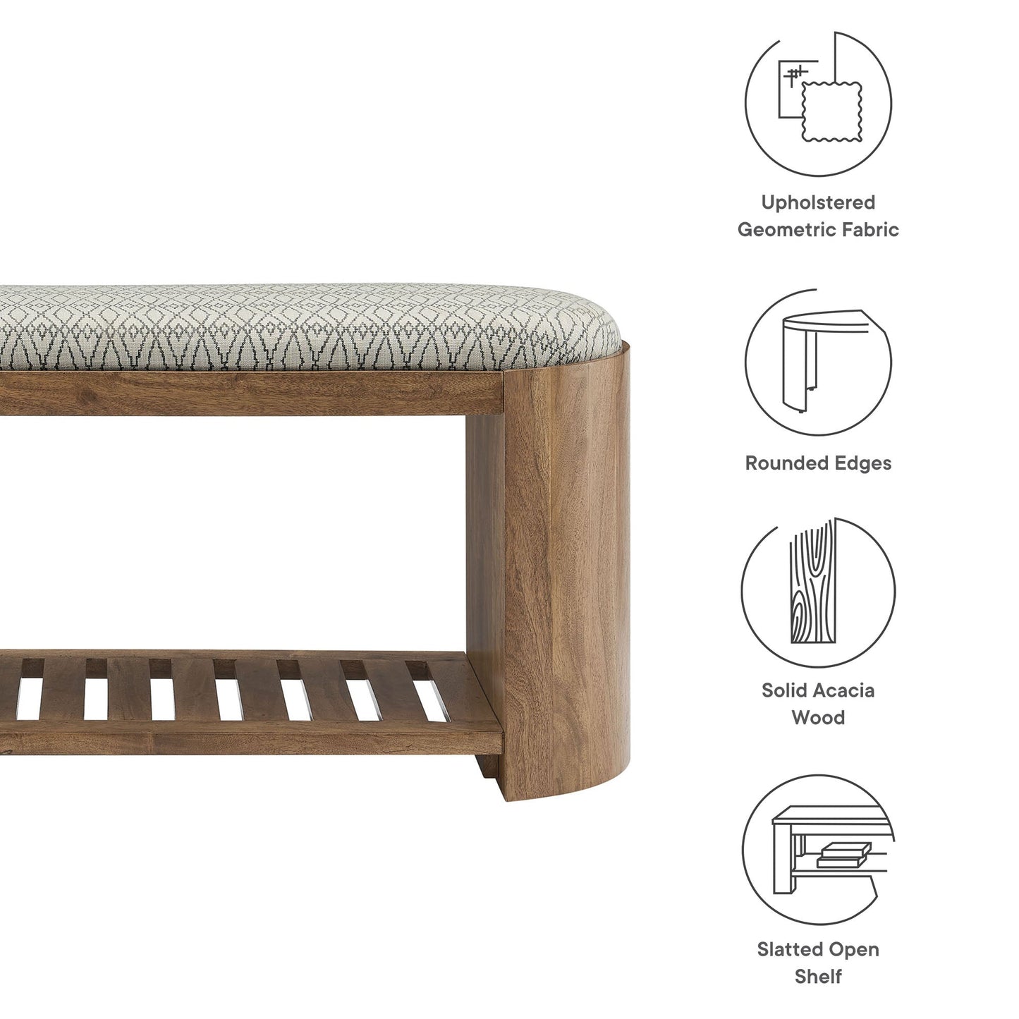 Ashby 45" Geometric Upholstered Bench by Modway EEI-7142-NAT-GEO