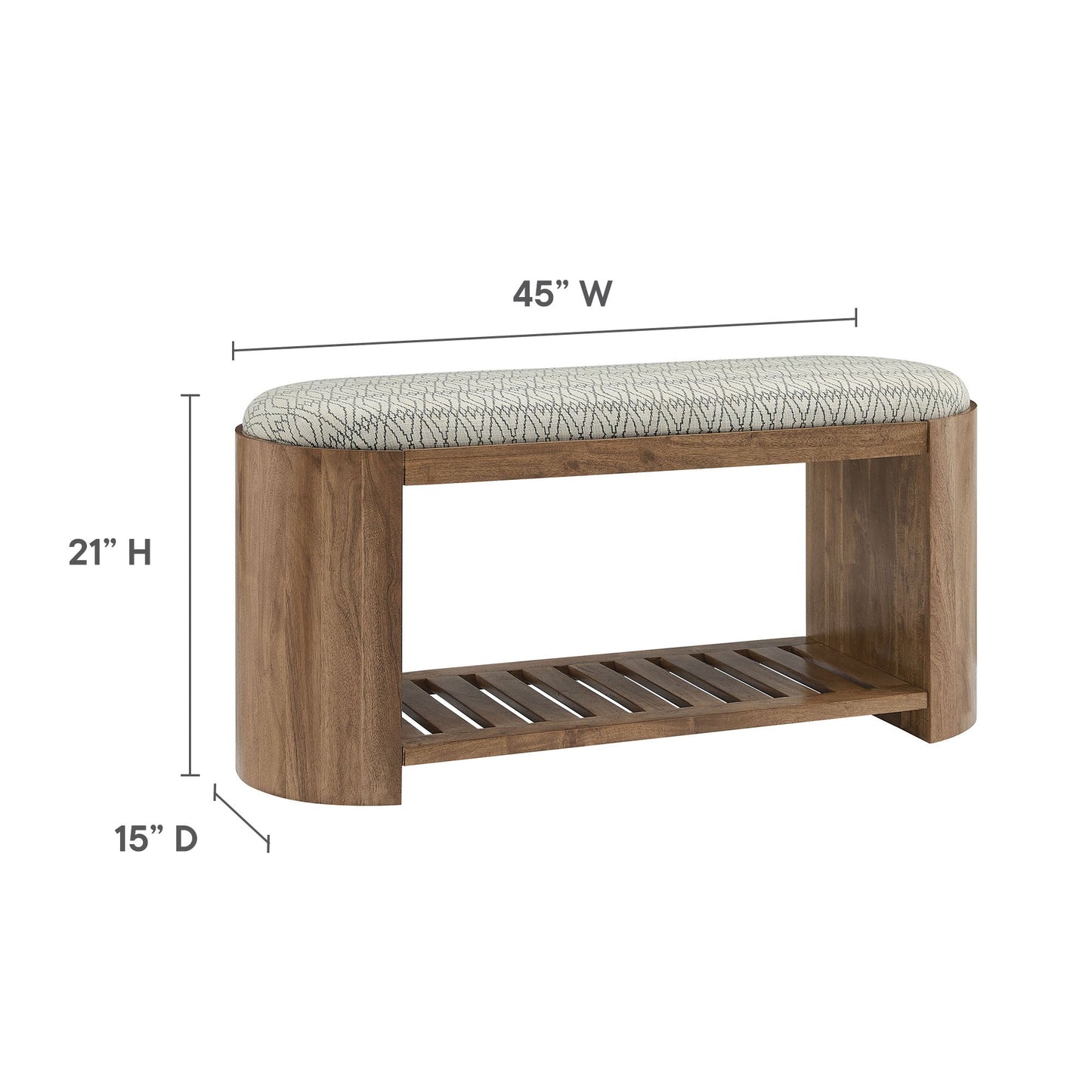 Ashby 45" Geometric Upholstered Bench by Modway EEI-7142-NAT-GEO
