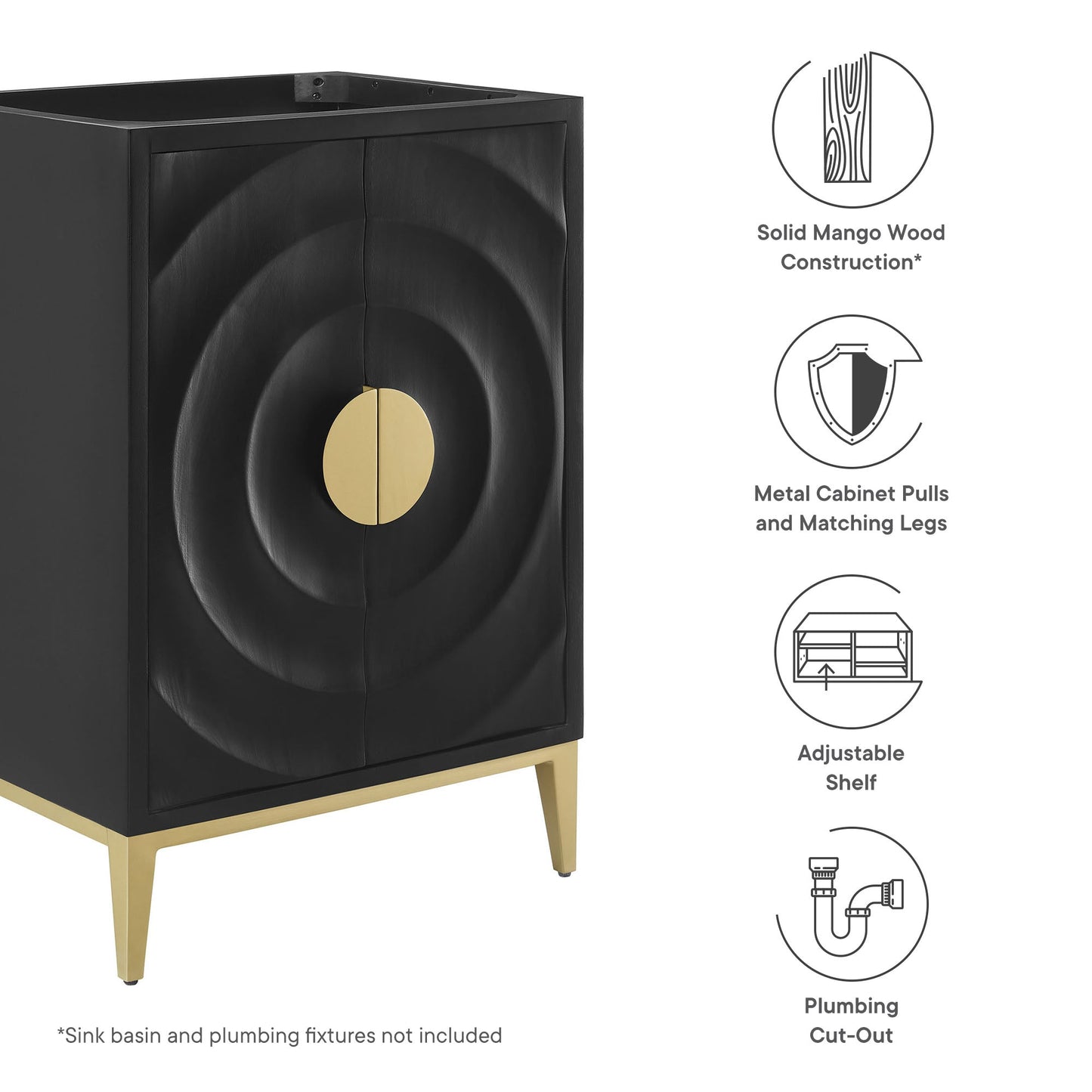 Beau 24" Bathroom Vanity Cabinet (Sink Basin Not Included) by Modway EEI-7147-BLK