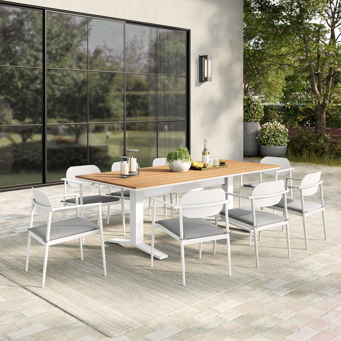 Aeris 9-Piece Outdoor Patio Aluminum Dining Set by Modway