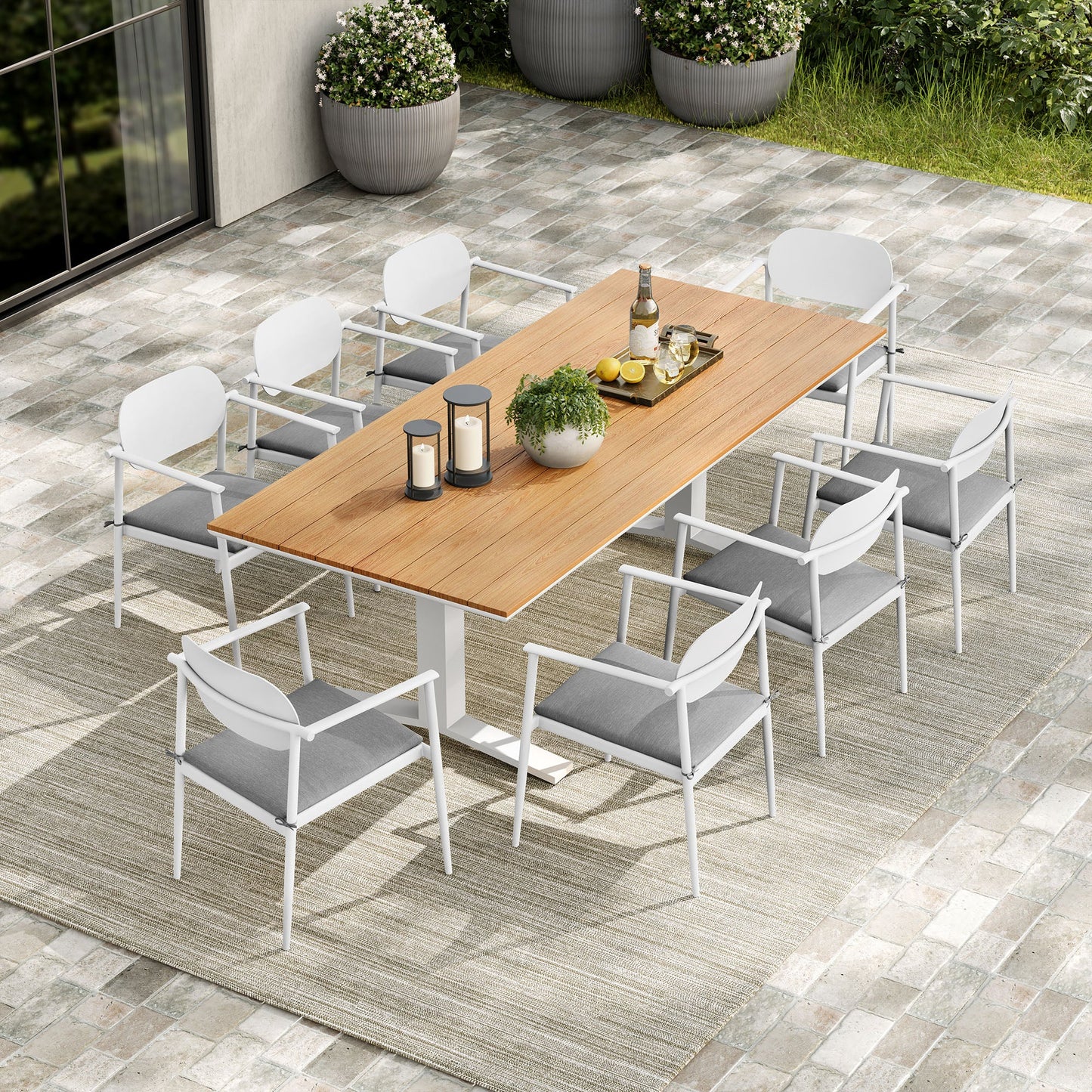 Aeris 9-Piece Outdoor Patio Aluminum Dining Set by Modway