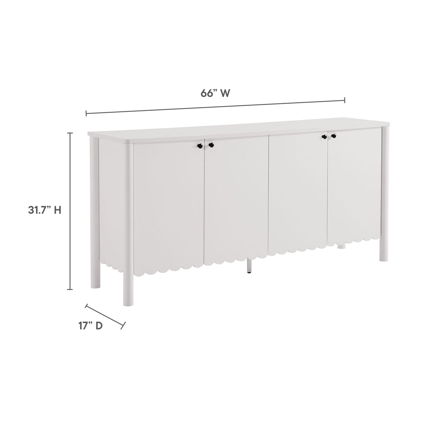 Emmeline 66" 4-Door Scalloped Sideboard Cabinet by Modway EEI-7153-WHI