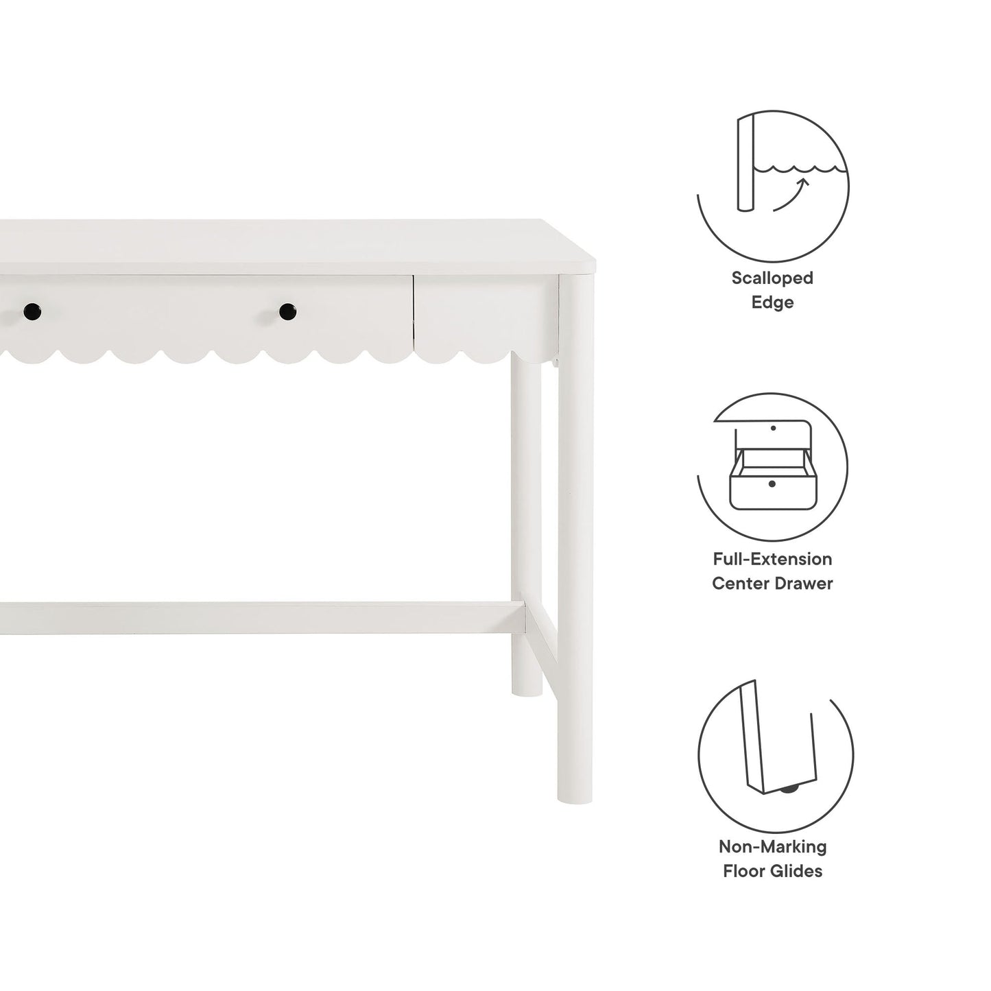 Emmeline 1-Drawer Scallop Writing Desk by Modway