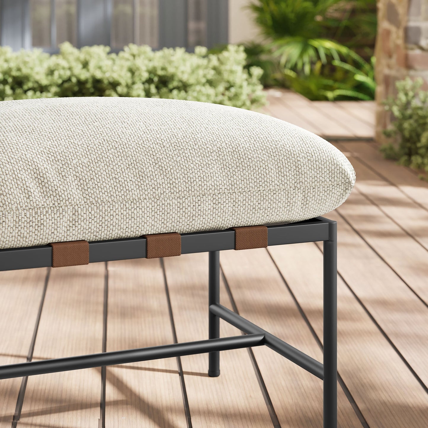 Raya Outdoor Patio Boucle Ottoman by Modway