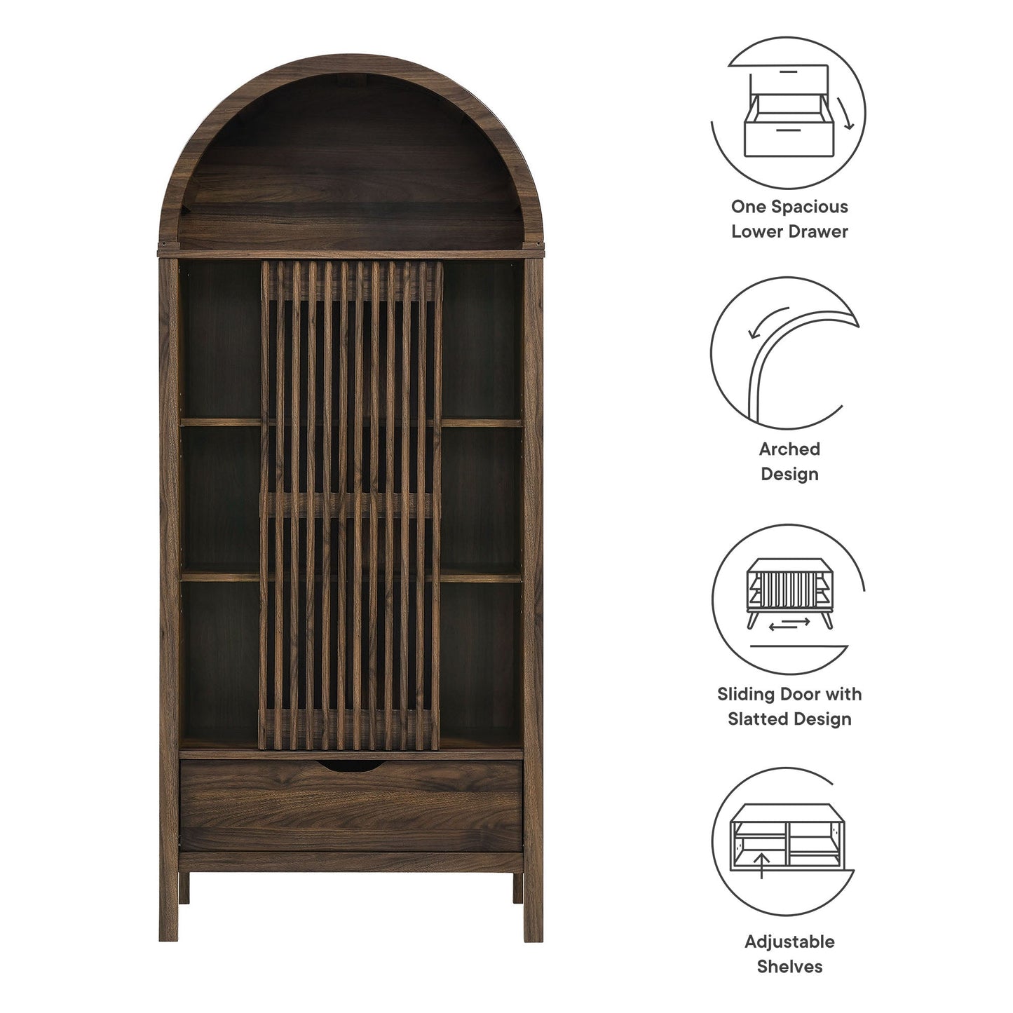 Vaughn 71" Arched Storage Display Cabinet by Modway