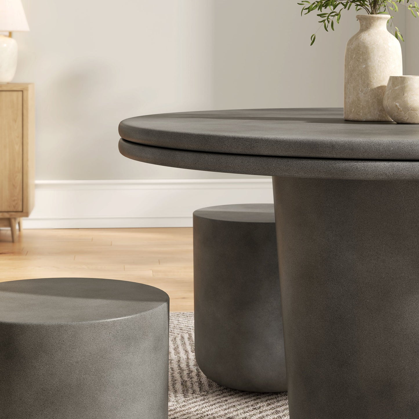 Brion Indoor - Outdoor Patio Concrete 5 Piece Dining Table Set by Modway EEI-7172-GRY