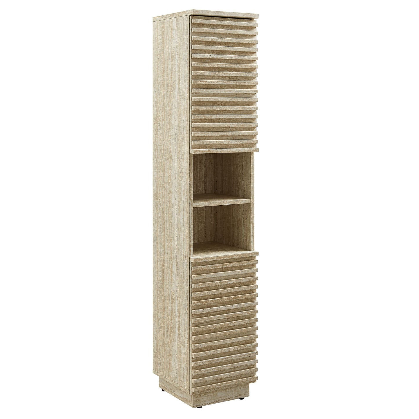 Render Tall Narrow Faux Travertine Linen Storage Cabinet by Modway EEI-7178-TRA