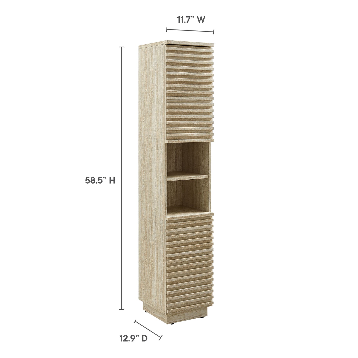Render Tall Narrow Faux Travertine Linen Storage Cabinet by Modway EEI-7178-TRA