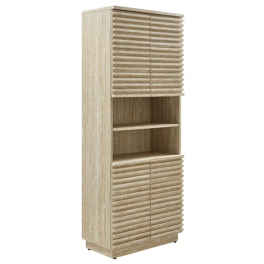 Render Tall Faux Travertine Linen Storage Cabinet by Modway EEI-7179-TRA