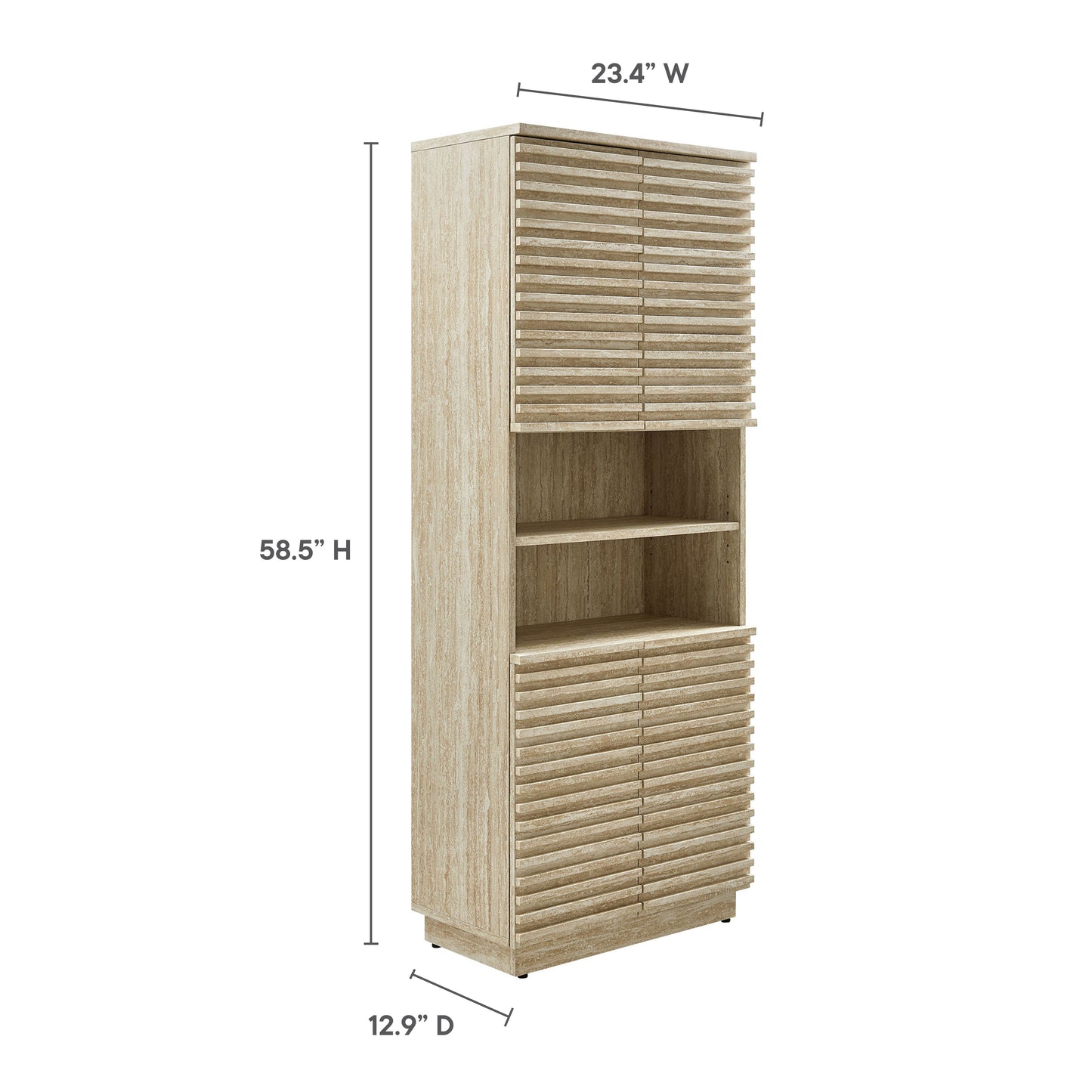 Render Tall Faux Travertine Linen Storage Cabinet by Modway EEI-7179-TRA