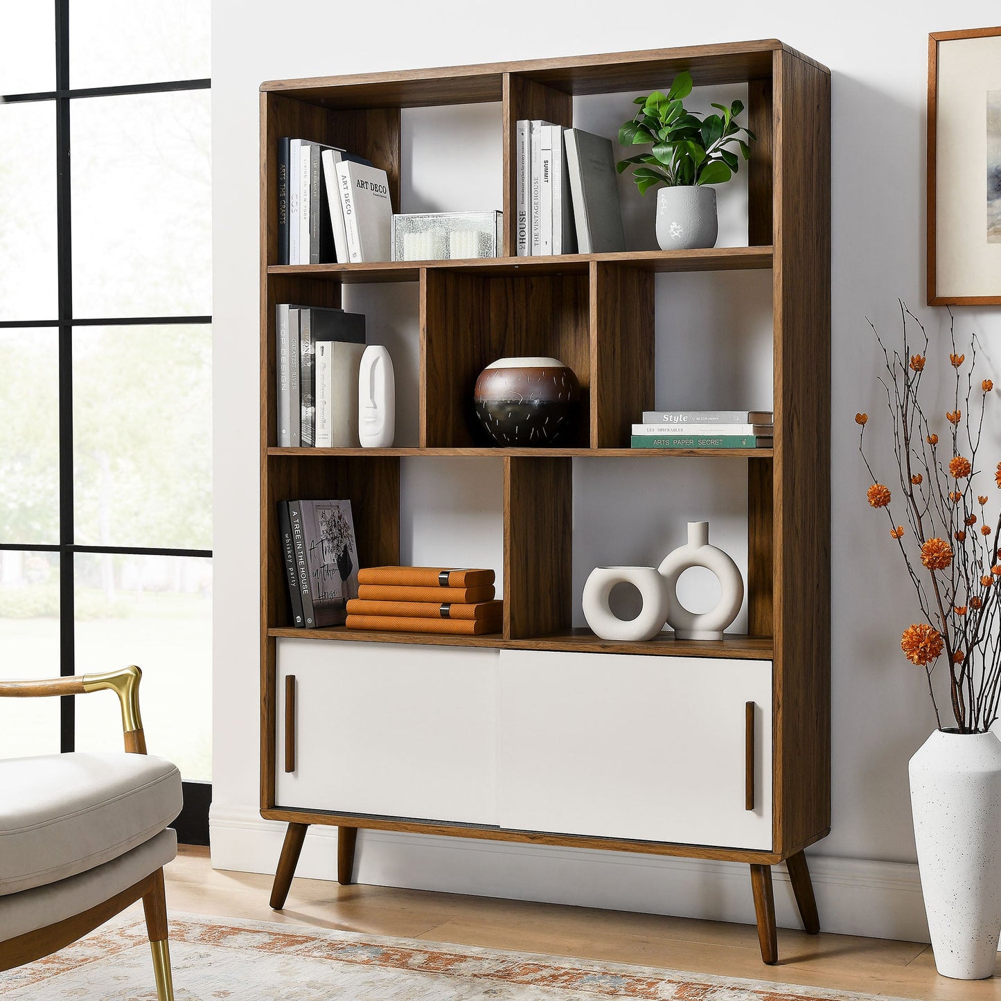 Transmit Bookcase with Sliding Doors by Modway