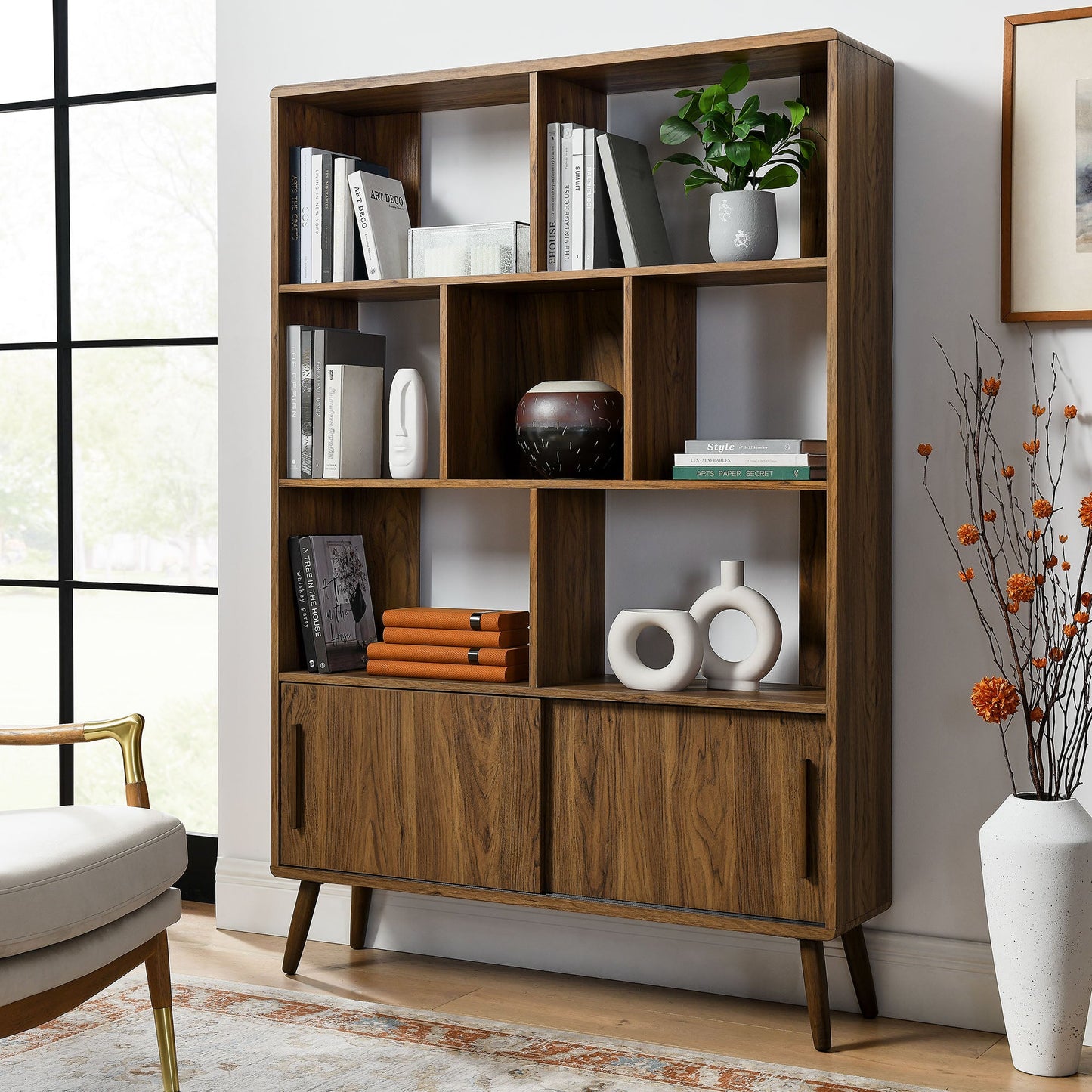 Transmit Bookcase with Sliding Doors by Modway