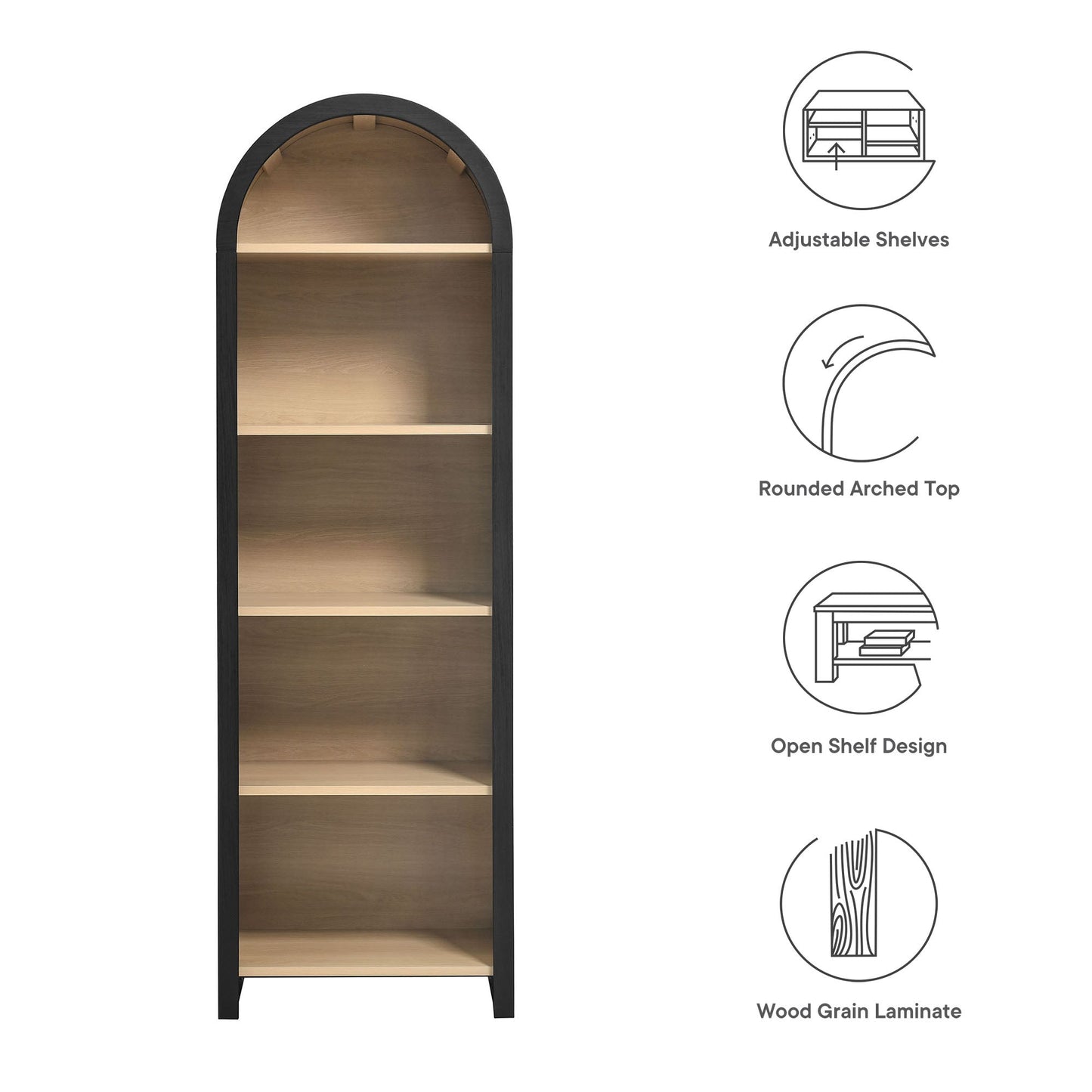 Evie Arched Bookcase Display Cabinet by Modway