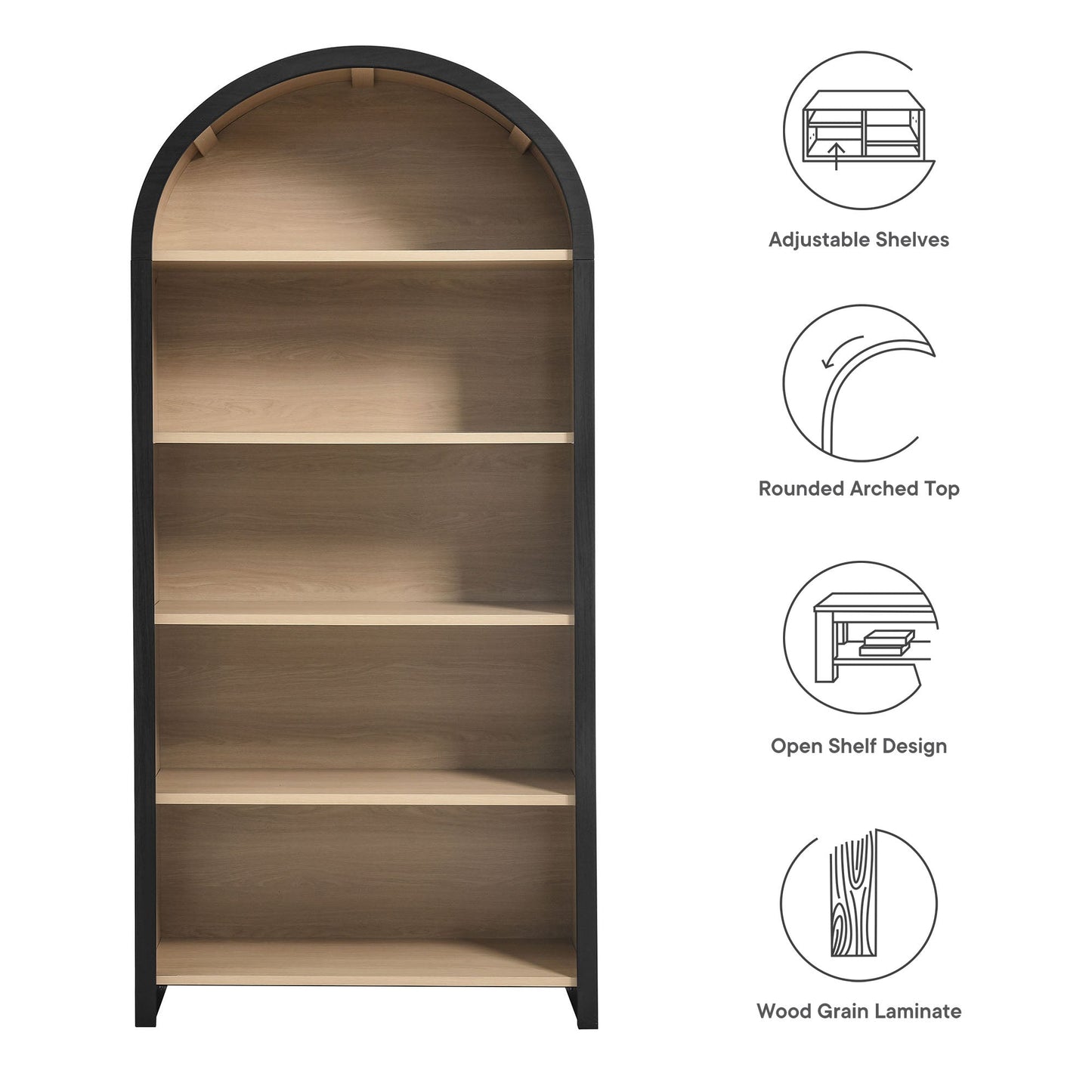 Evie Arched Bookcase Display Cabinet by Modway