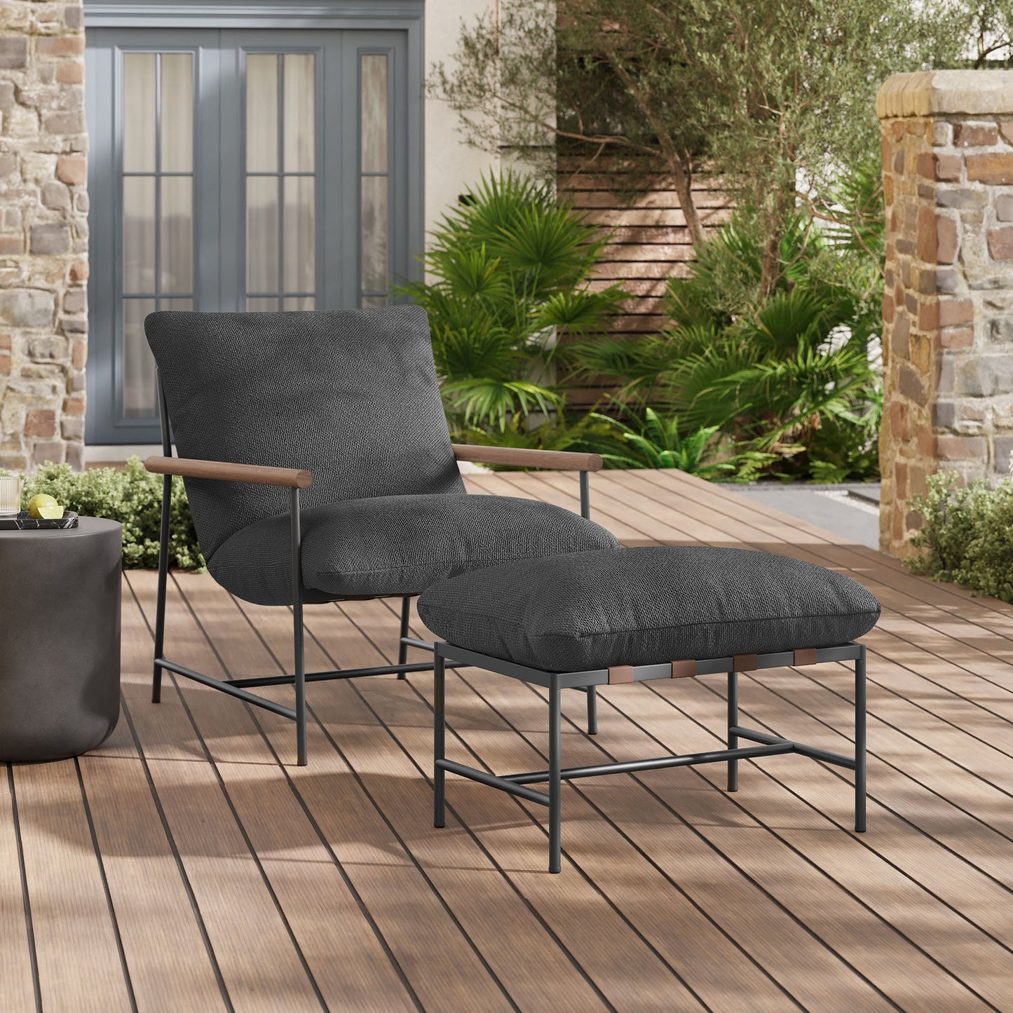 Raya Outdoor Patio Boucle Lounge Chair and Ottoman by Modway