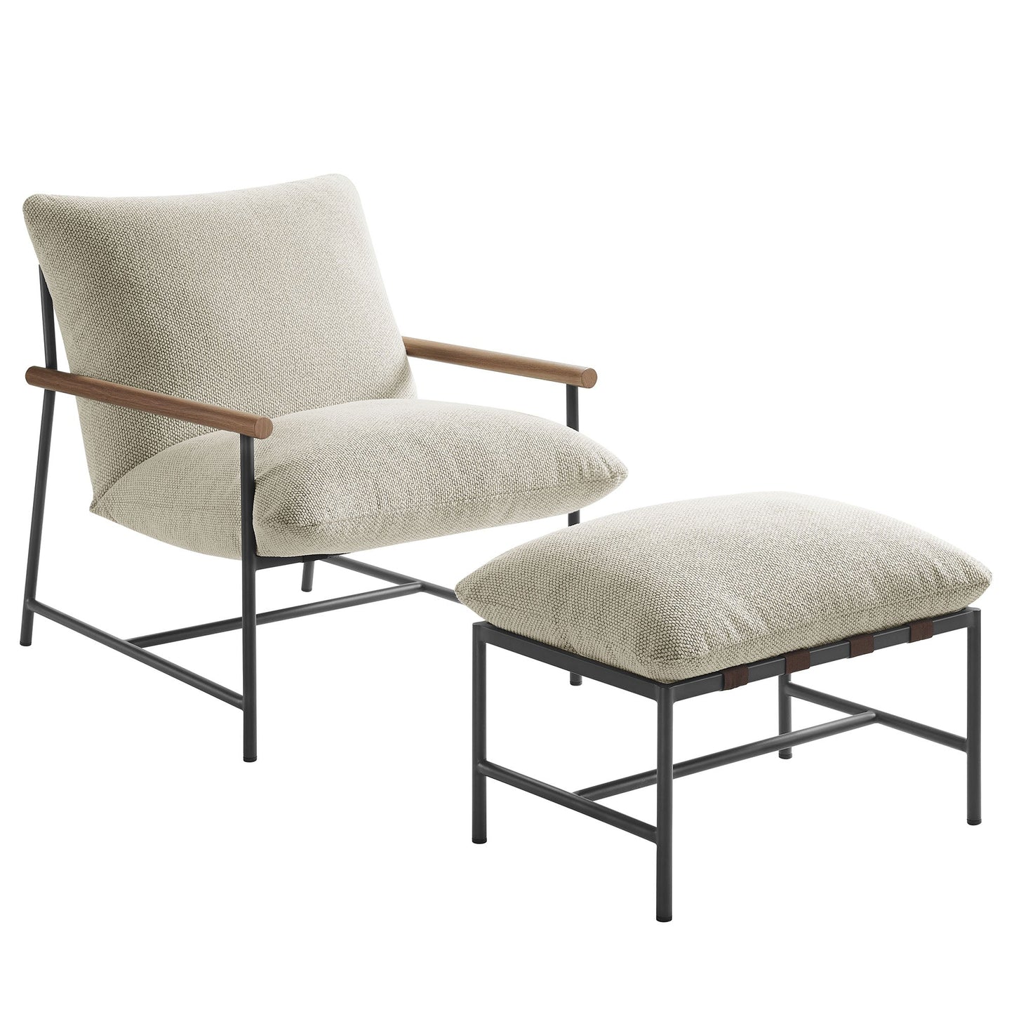 Raya Outdoor Patio Boucle Lounge Chair and Ottoman by Modway
