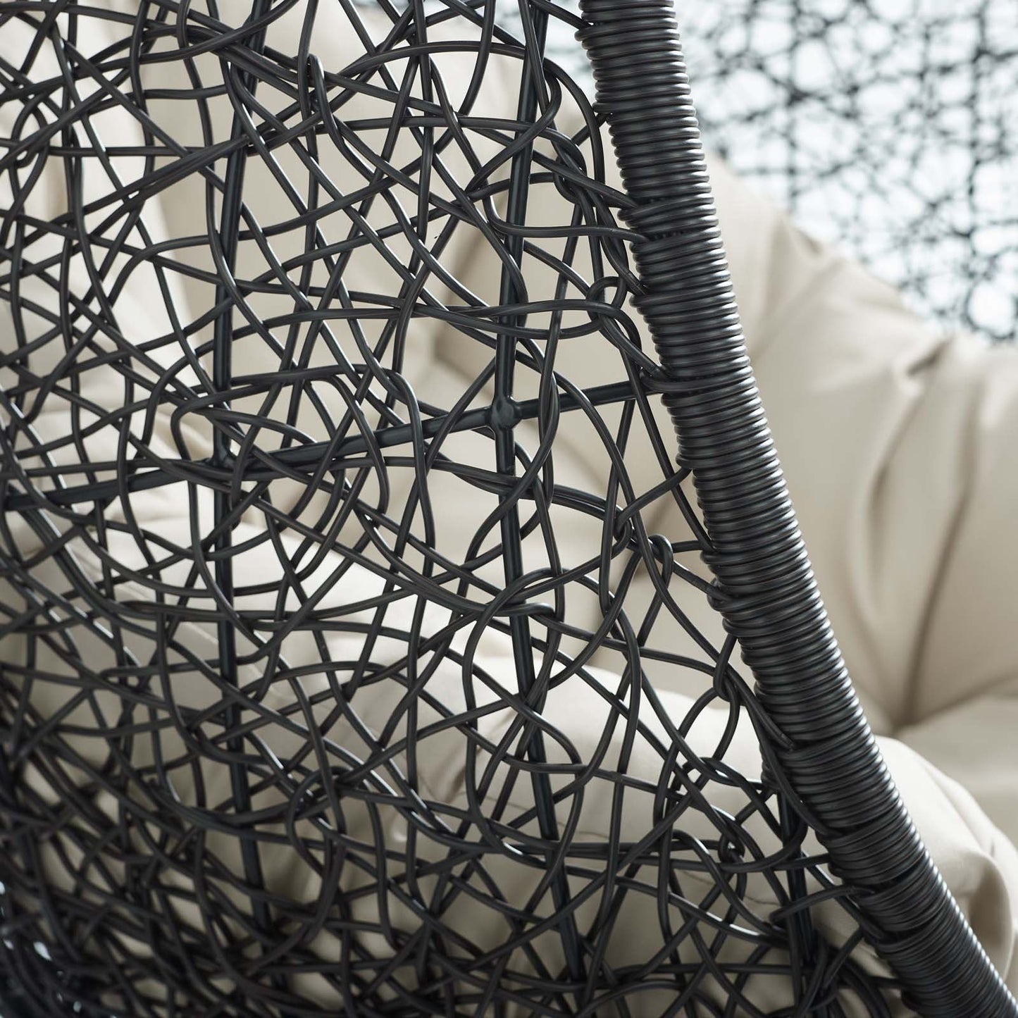 Encase Swing Outdoor Patio Lounge Chair Beige EEI-739-BEI-SET