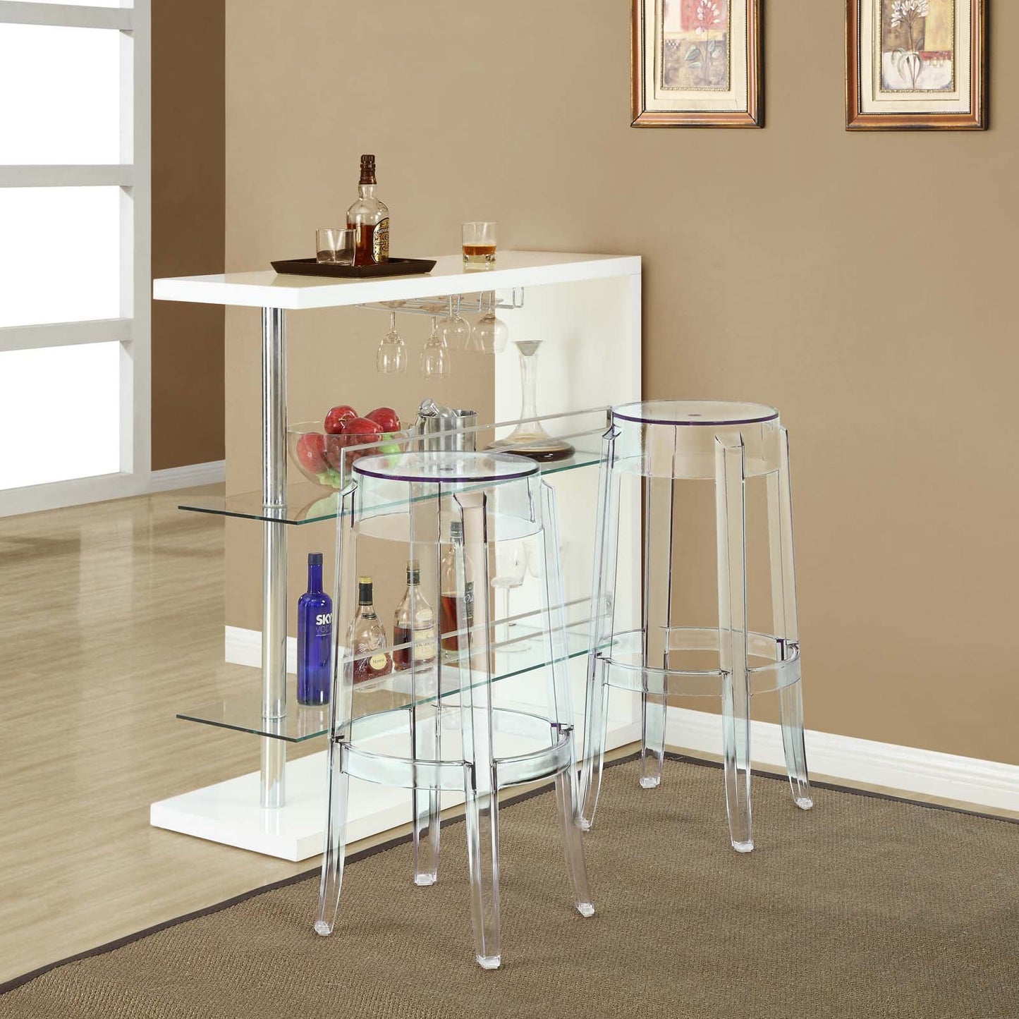 Casper Clear Counter and Bar Stool Set
