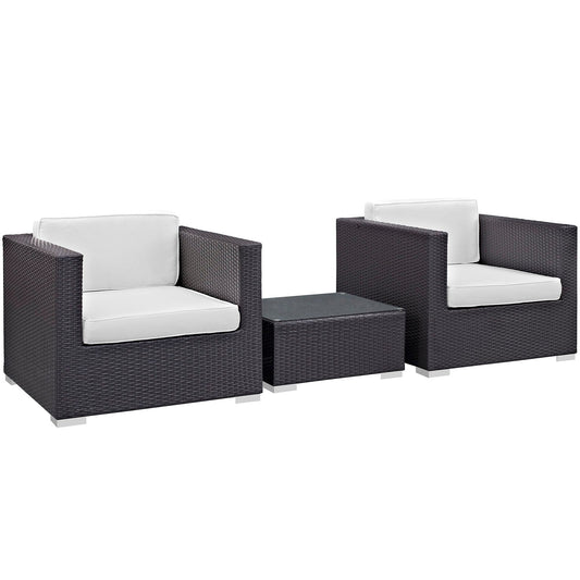 Burrow 3 Piece Outdoor Patio Sofa Set by Modway EEI-995-EXP-WHI-SET