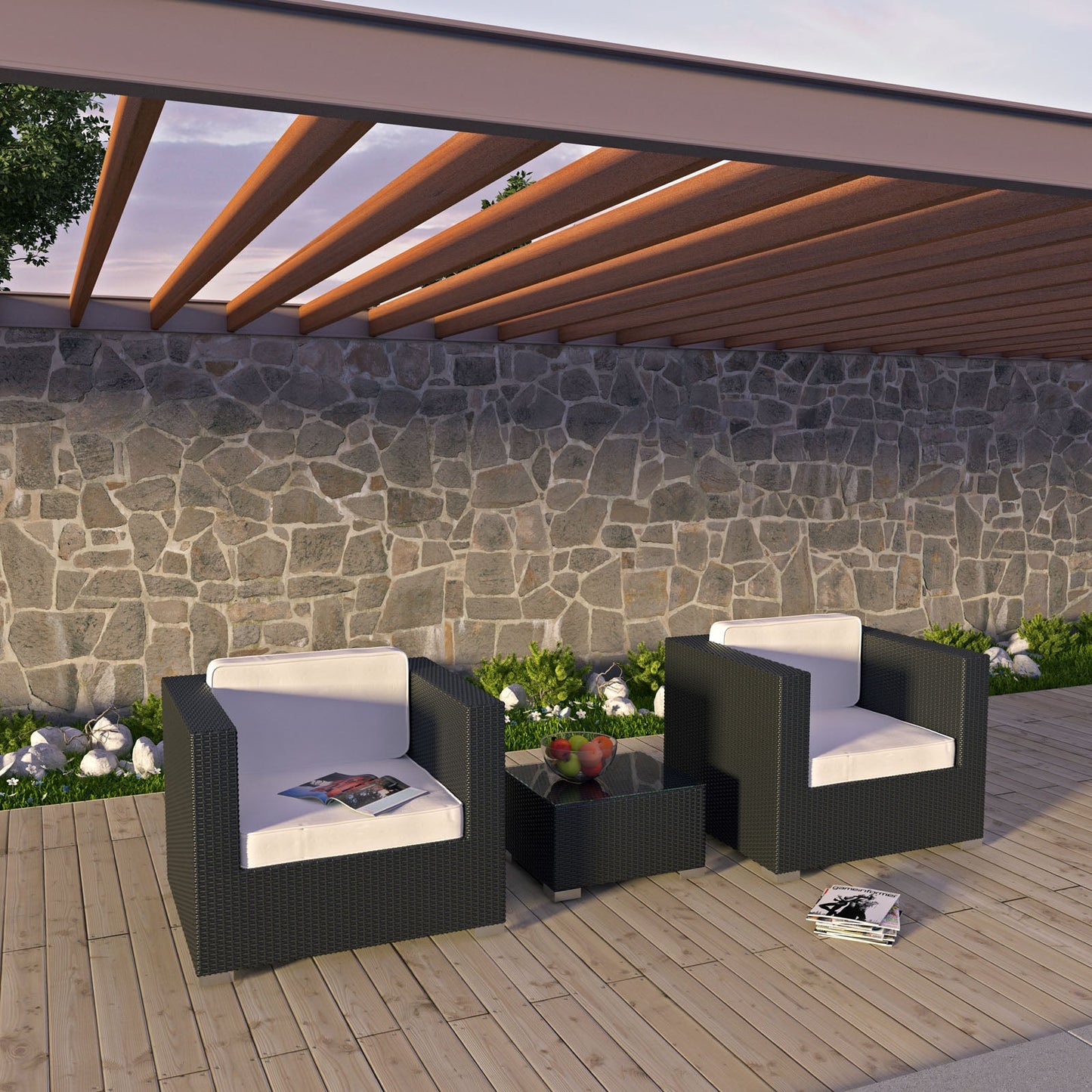 Burrow 3 Piece Outdoor Patio Sofa Set by Modway EEI-995-EXP-WHI-SET