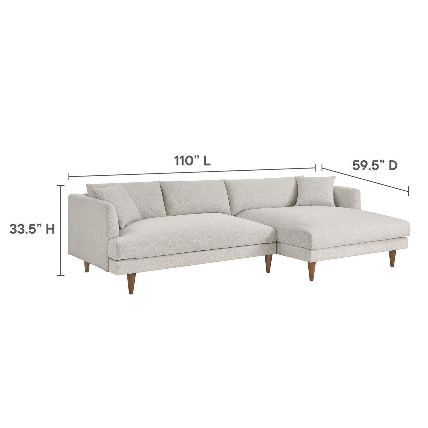Zoya Right-Facing Down Filled Overstuffed Sectional Sofa by Modway EEI-6612-HEI