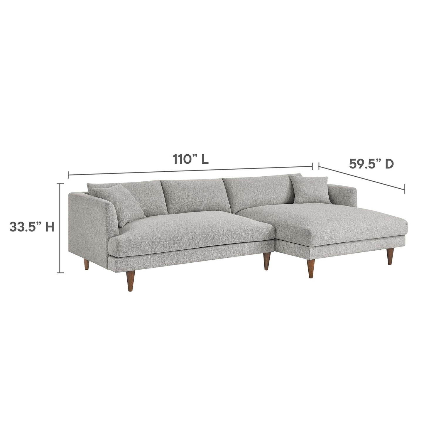 Zoya Right-Facing Down Filled Overstuffed Sectional Sofa by Modway EEI-6612-HLG
