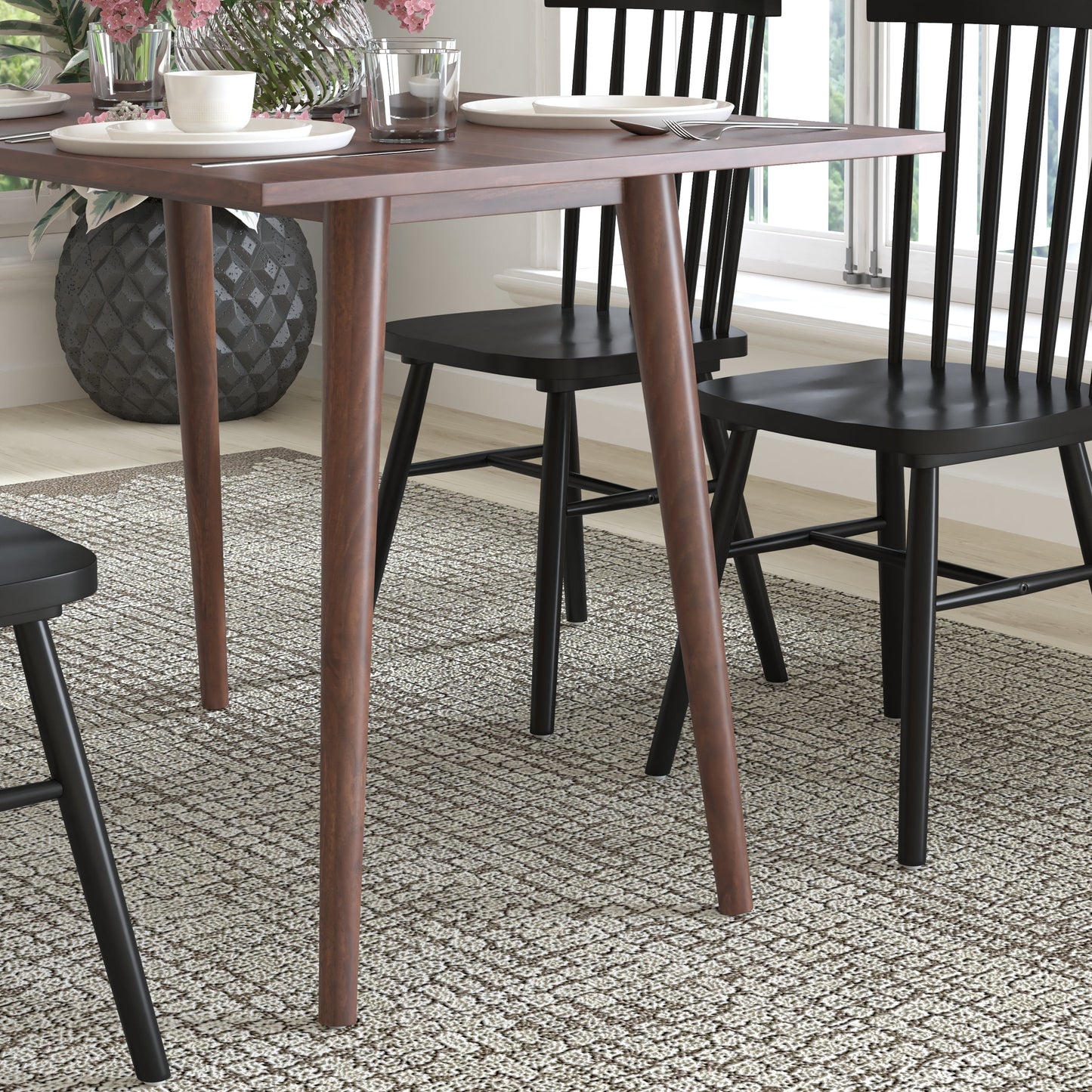 47" Dark Walnut Dining Table EM-DT16001-WAL-GG