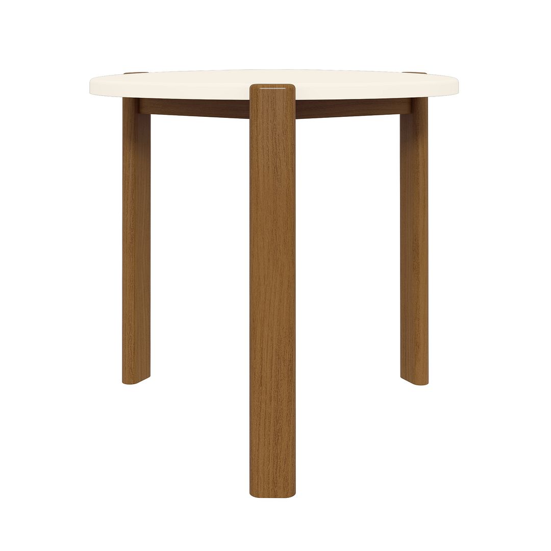 Manhattan Comfort Mid-Century Modern Gales End Table with Solid Wood Legs in Greige