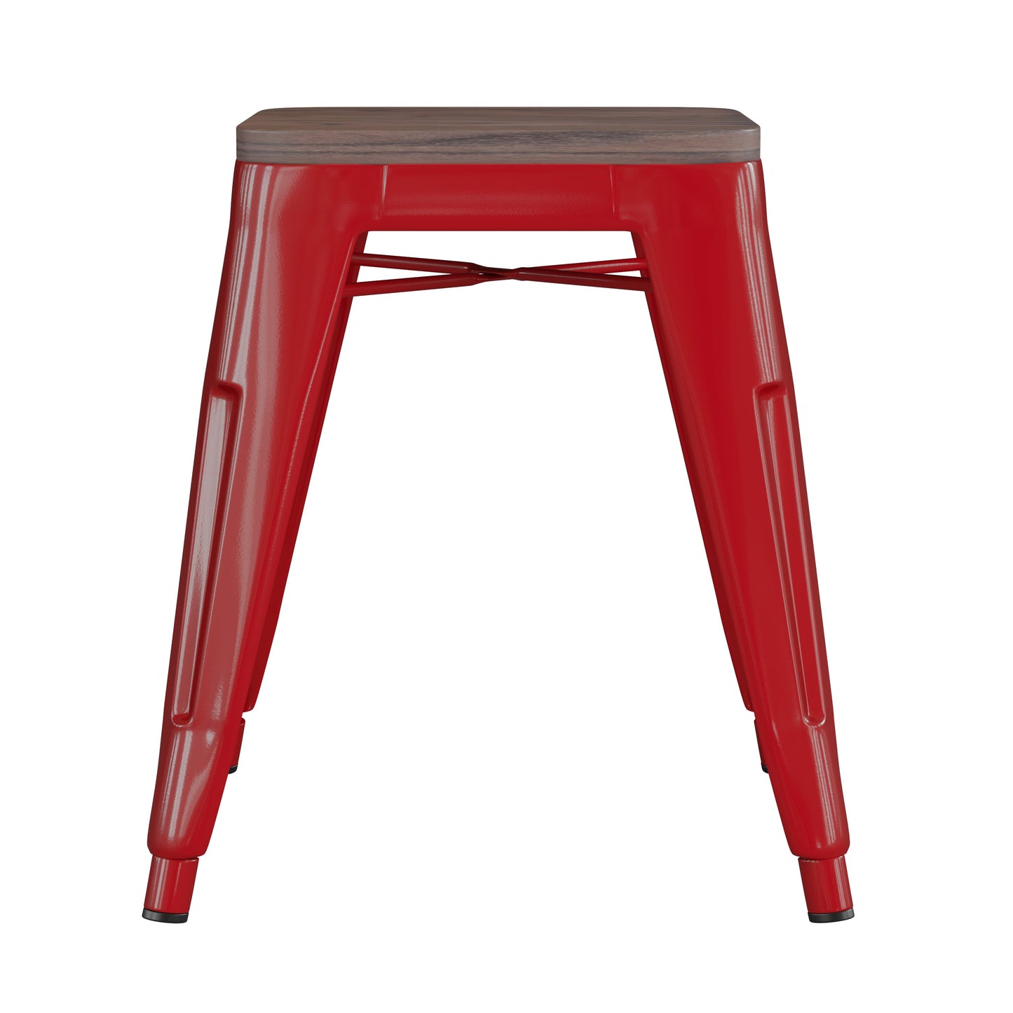 4PK Red Stool-Wood Seat ET-BT3503-18-RED-WD-GG