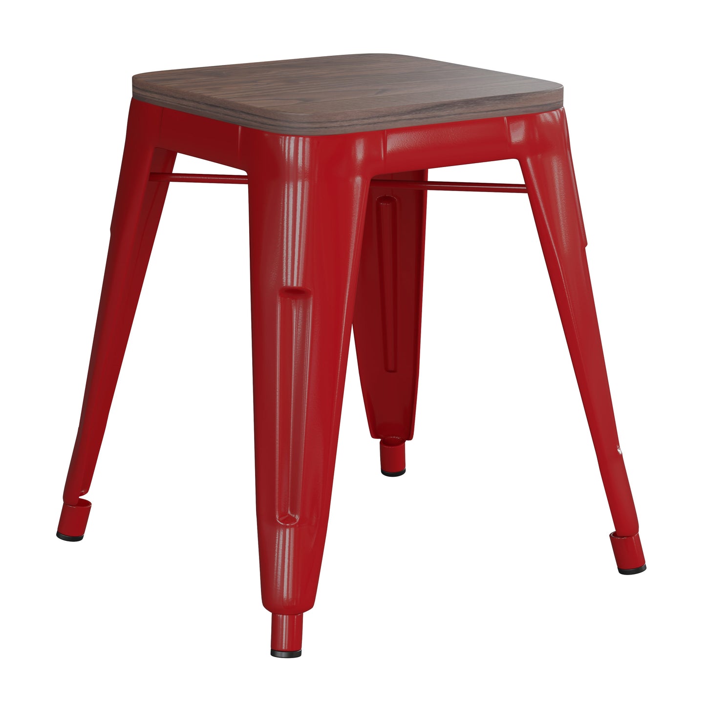4PK Red Stool-Wood Seat ET-BT3503-18-RED-WD-GG