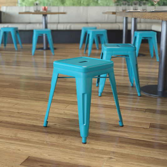 4 Pack Teal Metal Stool ET-BT3503-18-TL-GG