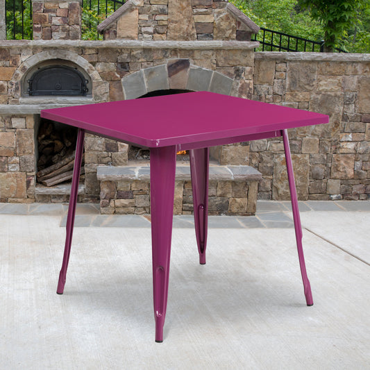 31.5SQ Purple Metal Table ET-CT002-1-PUR-GG