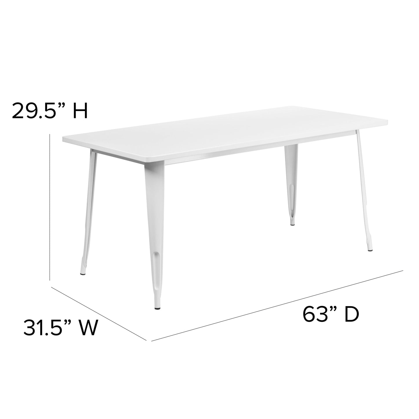31.5x63 White Metal Table ET-CT005-WH-GG
