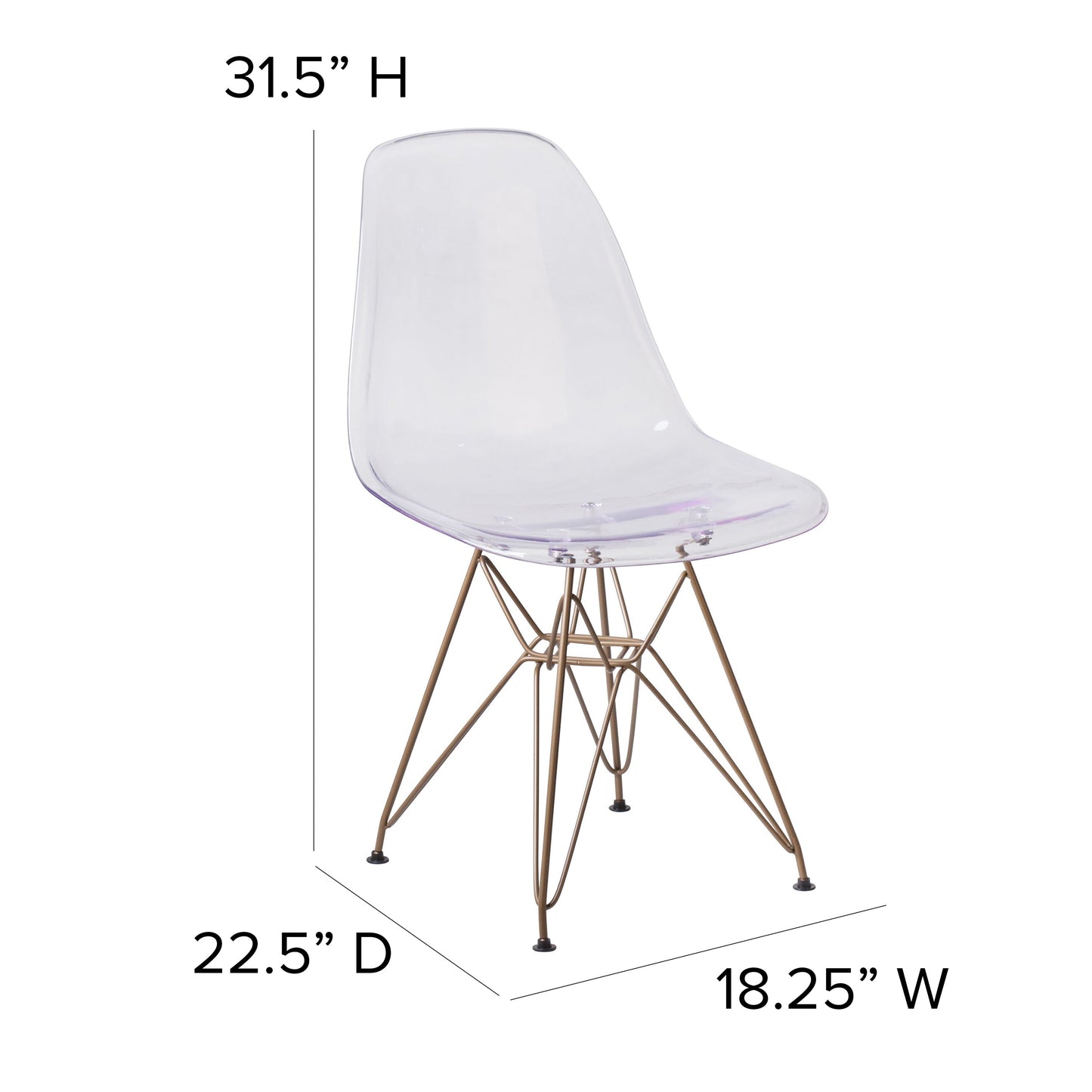 Milan Fabric and Chrome Chair, Plastic and Chrome Chair, Fabric and Wood Chair, Plastic and Wood Chair, Ghost Chair with Gold Base