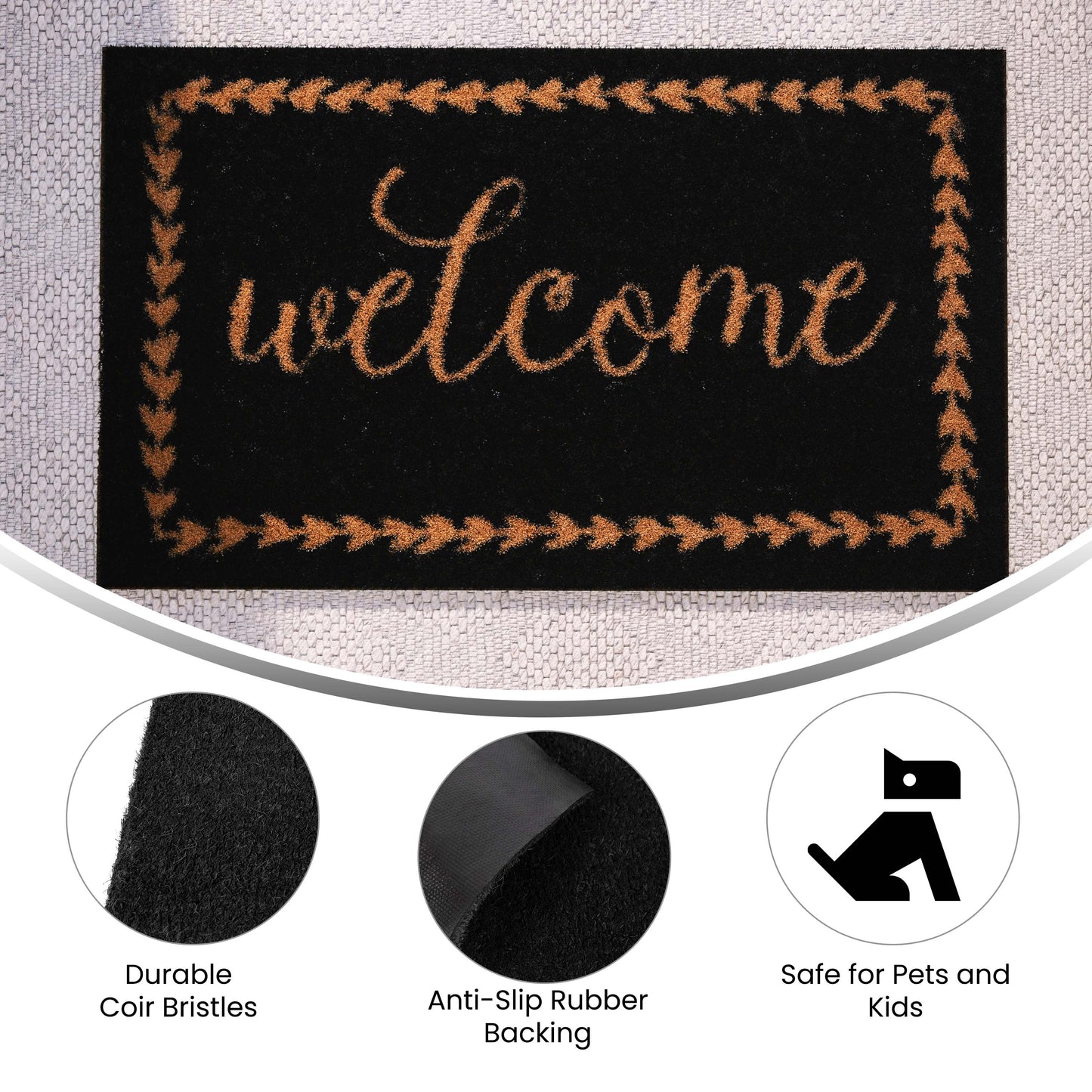 18x30 BK/NAT Welcome Doormat FW-FWGEN414-BKNAT-GG