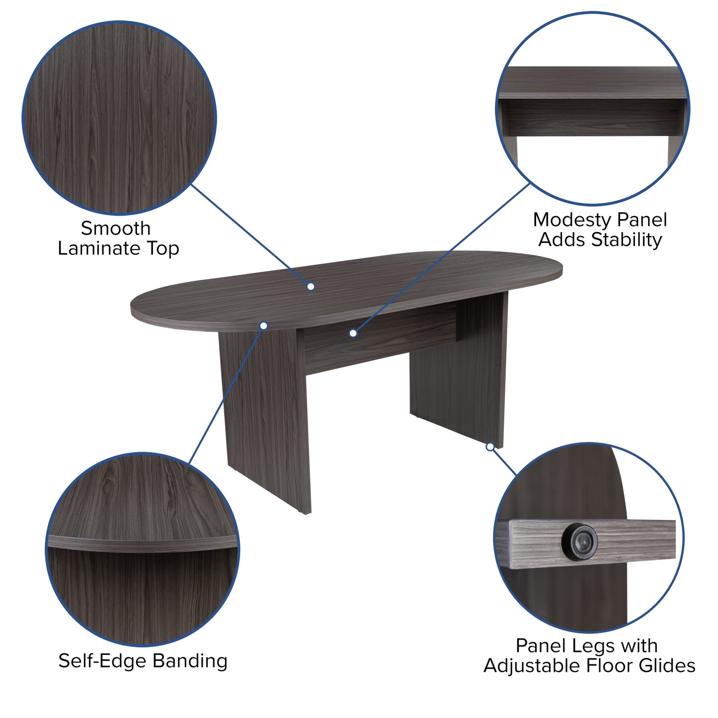 6FT Gray Conference Table GC-TL1035-GRY-GG