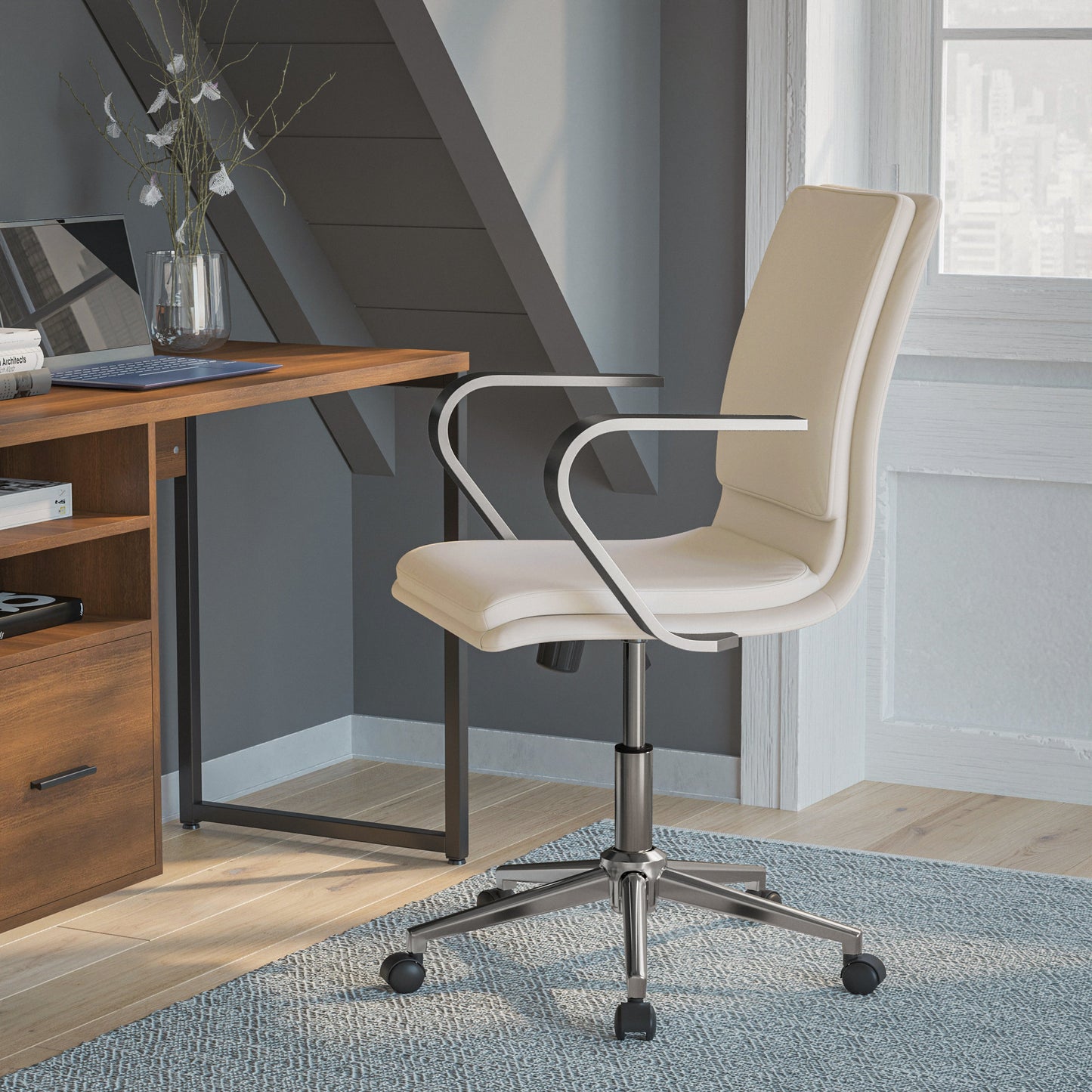 Swivel Desk Chair with Chrome and Gold Accents - Multiple Color Options Available