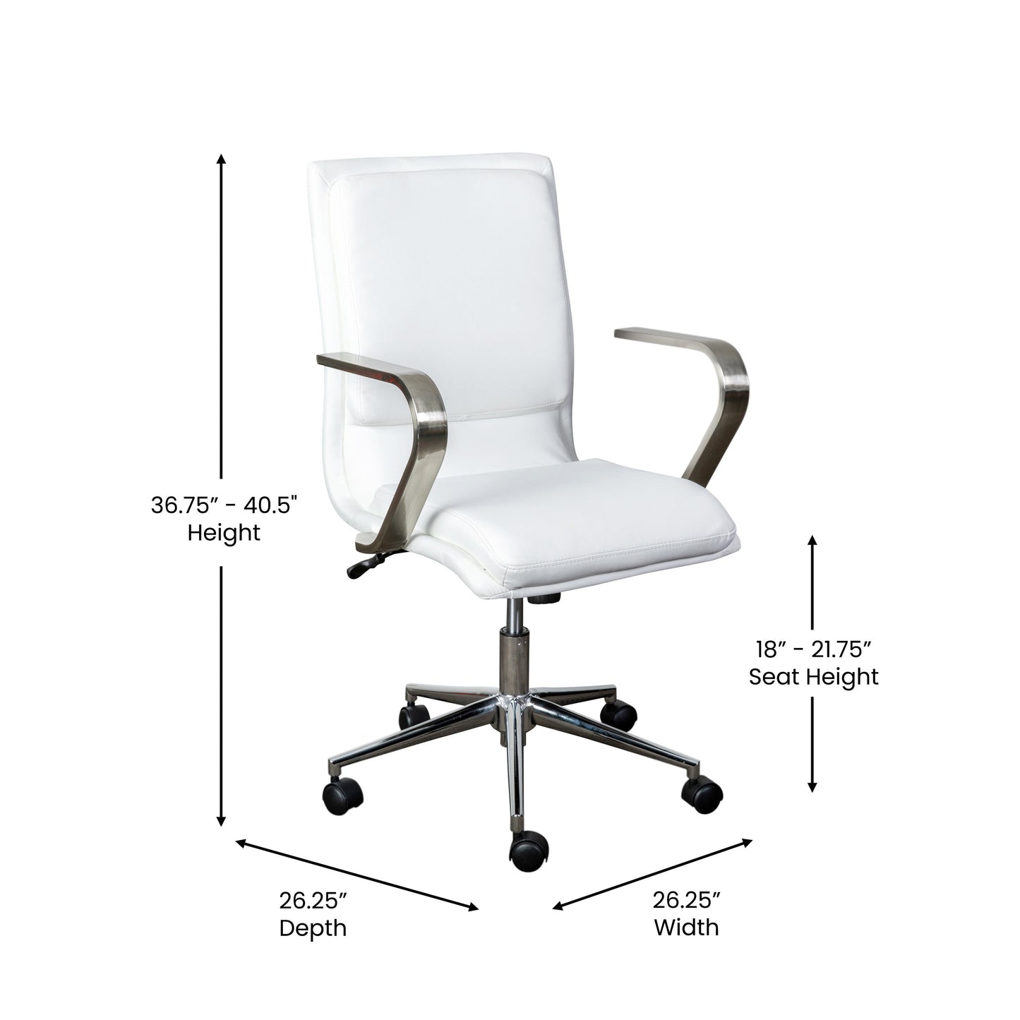 Swivel Desk Chair with Chrome and Gold Accents - Multiple Color Options Available