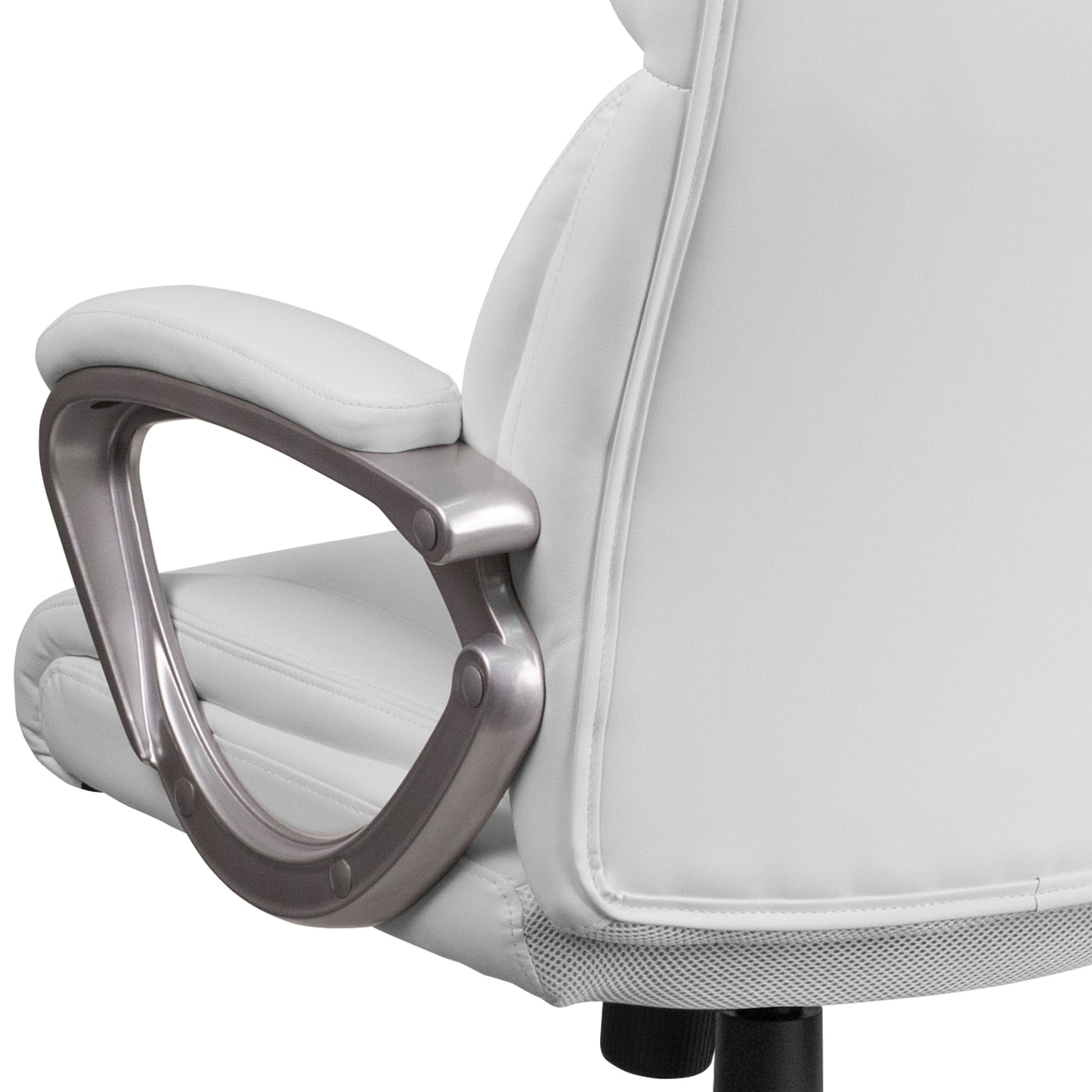 White Mid-Back Leather Chair GO-2236M-WH-GG