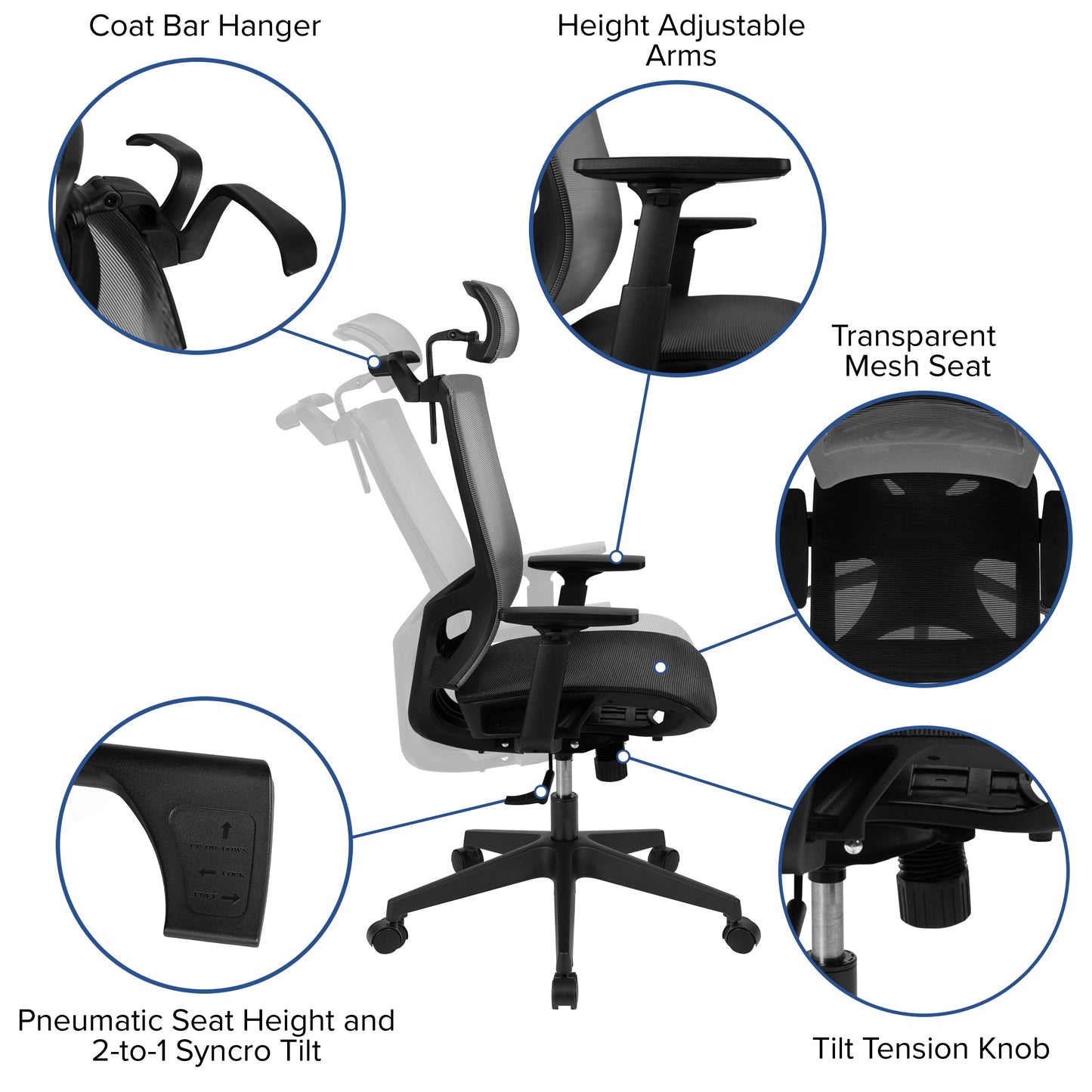 Mesh Office Chair H-2809-1KY-GG