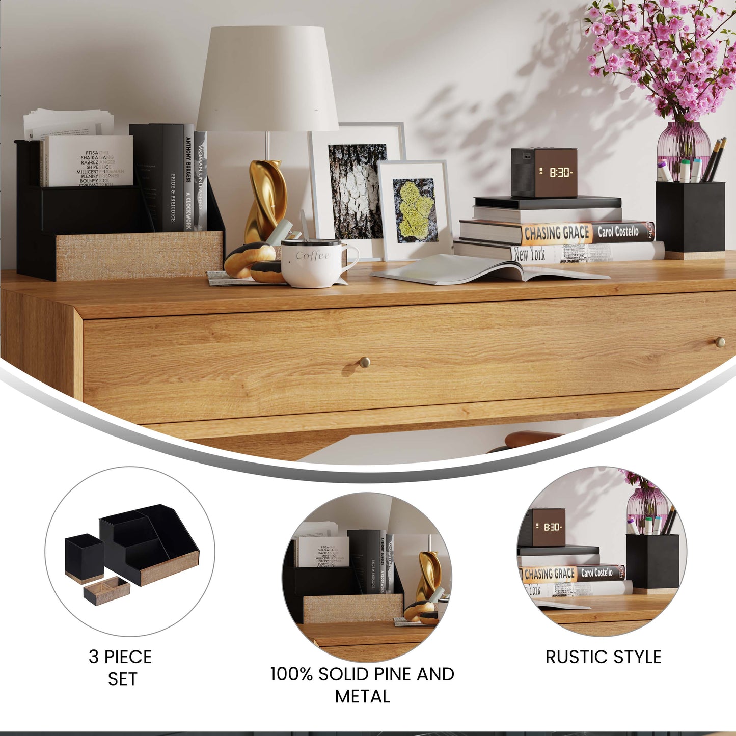 3PC Black Organizer Set HFMHD-GDI-CRE8-781315-GG