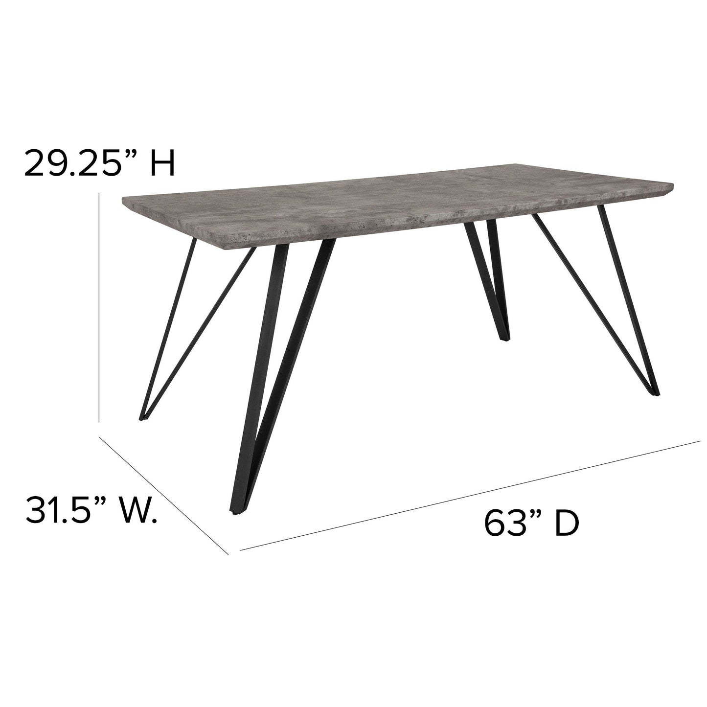 63x31.5 Concrete Dining Table HG-DT012-78054-GG