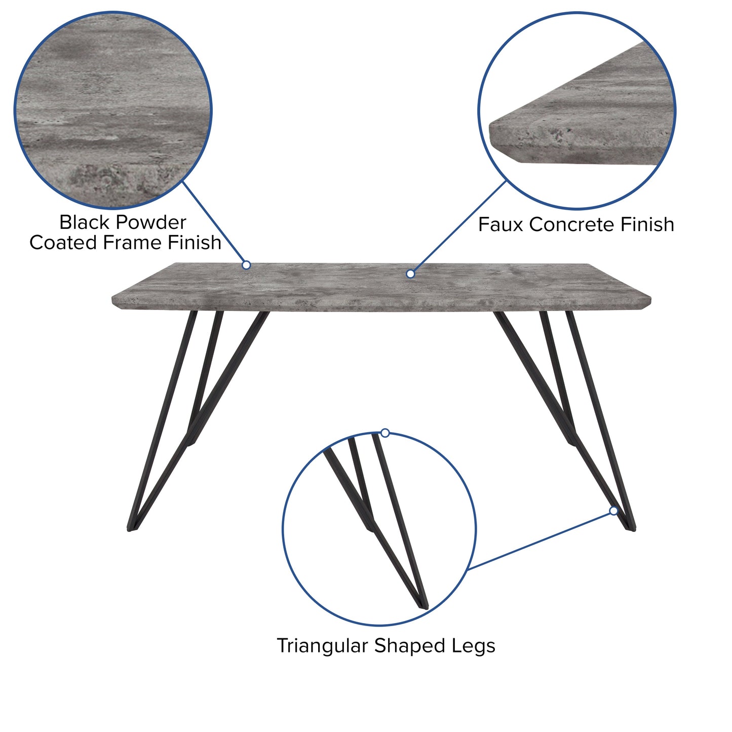 63x31.5 Concrete Dining Table HG-DT012-78054-GG