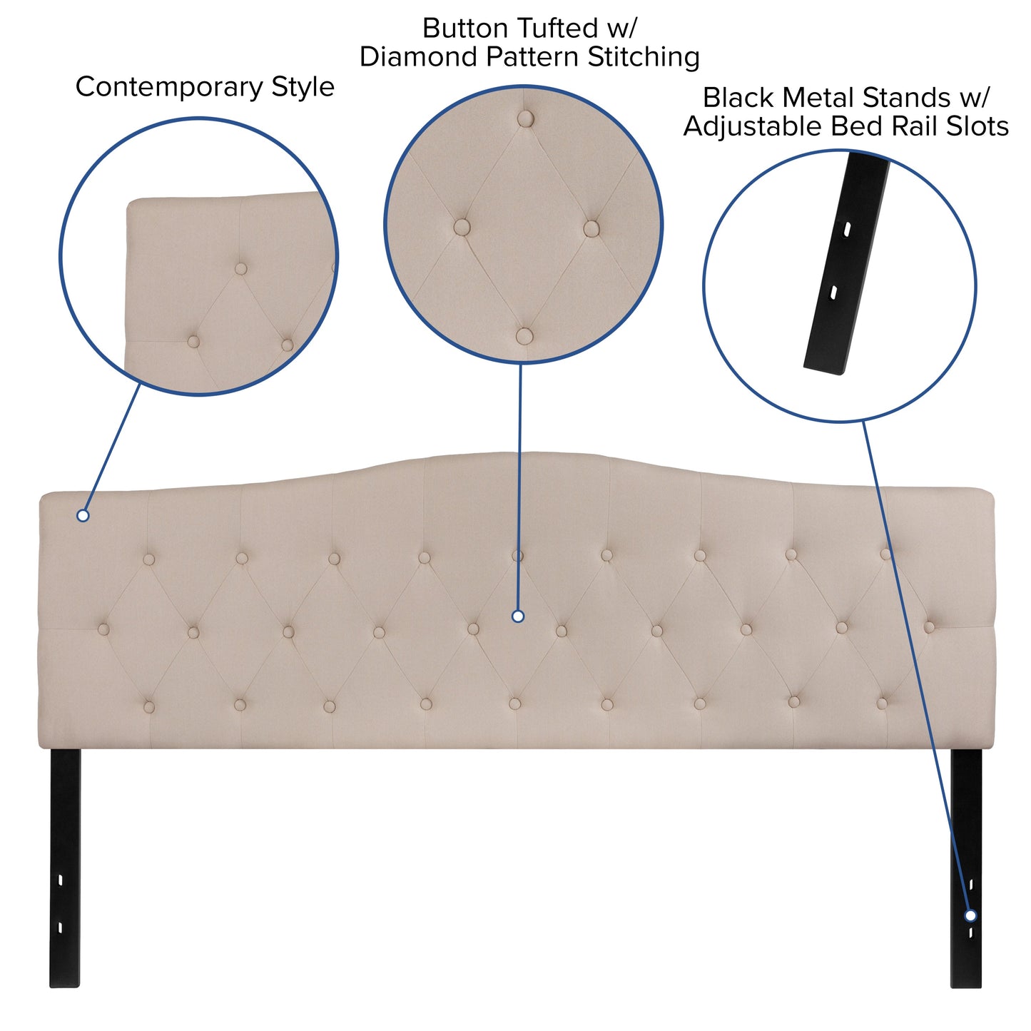 Full Headboard, King Headboard, Queen Headboard - Fabric Collection HG-HB1708