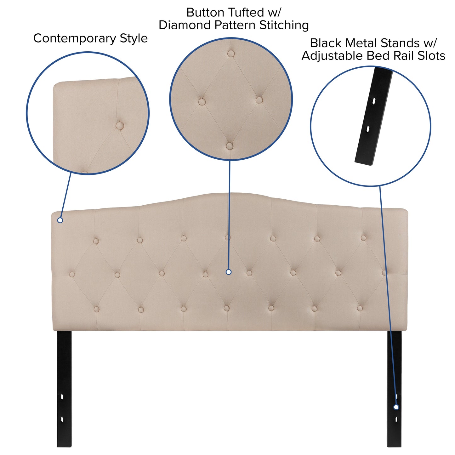 Full Headboard, King Headboard, Queen Headboard - Fabric Collection HG-HB1708