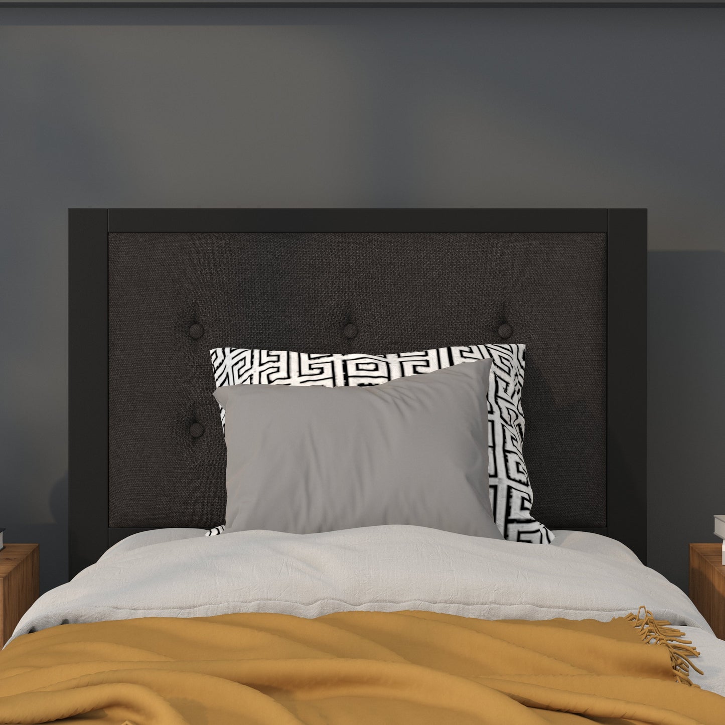 Full, Queen, King, and Twin Headboard HG-HB1725 in Black, Dark Gray, and Light Gray