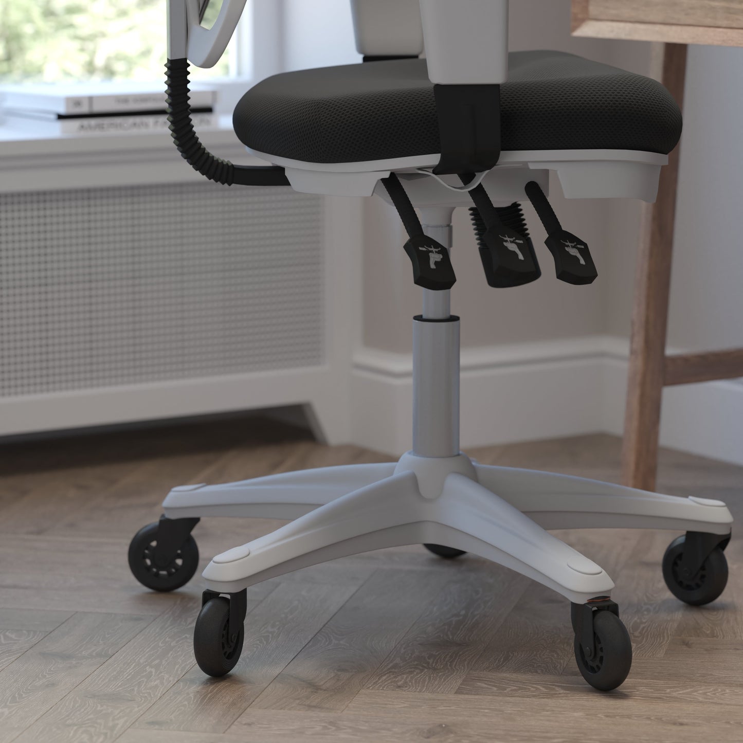 Office Chair with Roller Wheels and Mesh Design - Multiple Colors Available