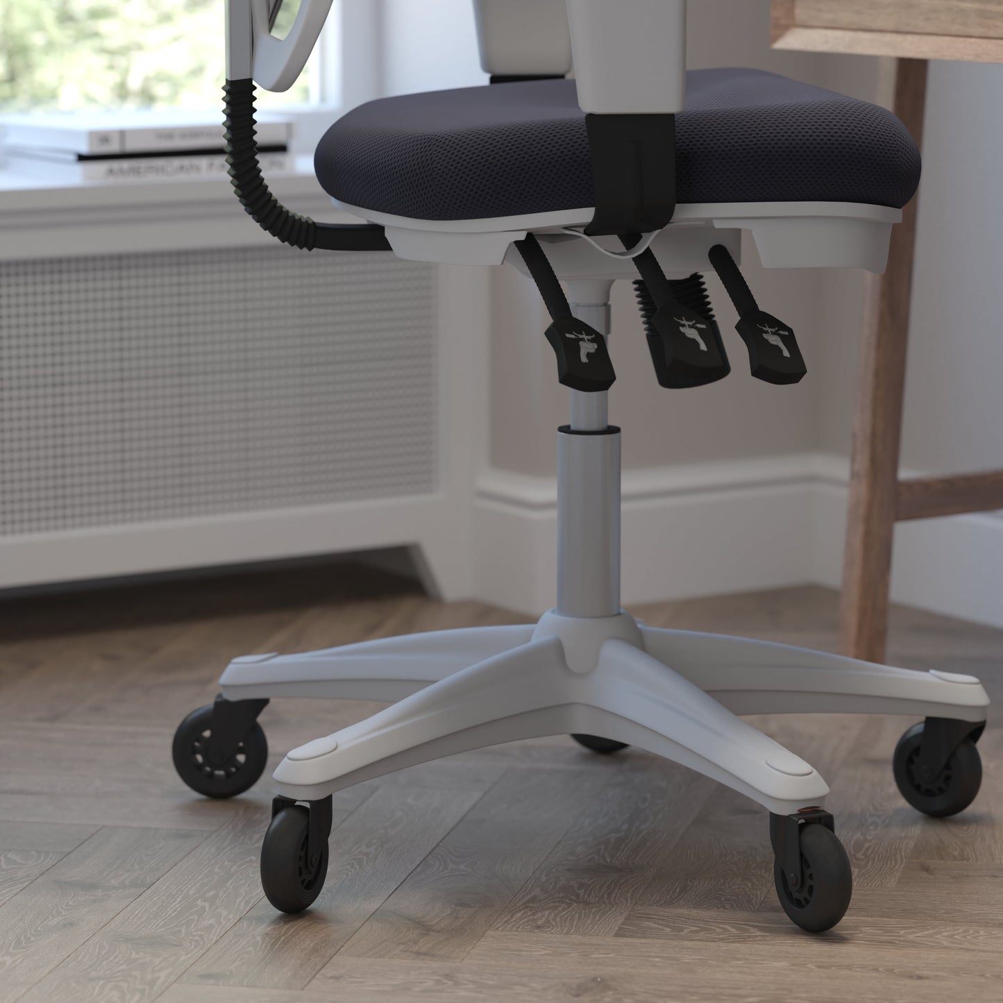 Office Chair with Roller Wheels and Mesh Design - Multiple Colors Available